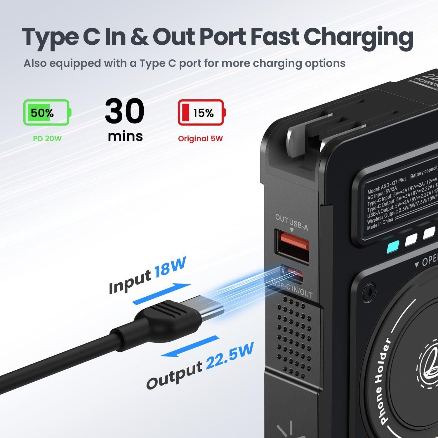 Banco de Poder Magnético 10000mAh Dongguan Q7 Carga Rápida