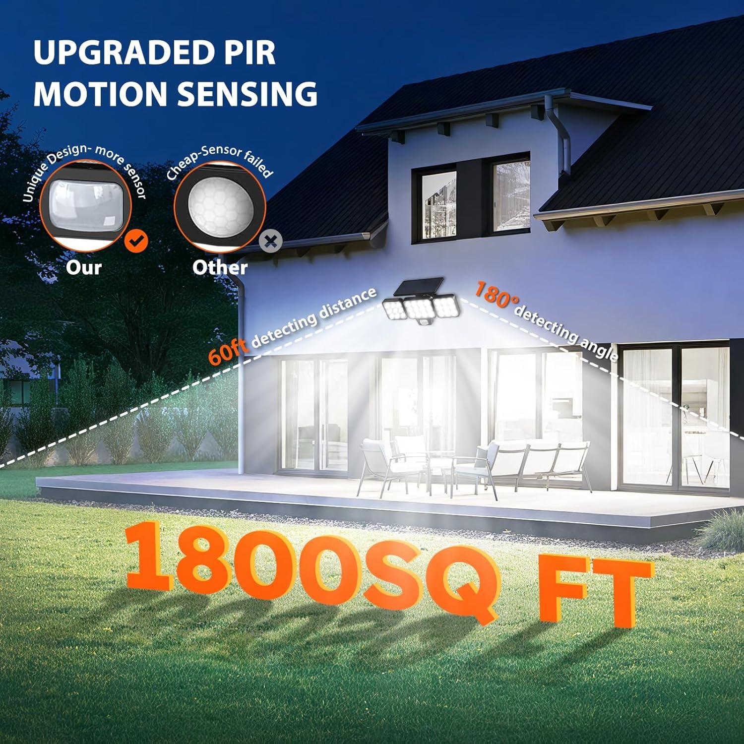 Luces Solares WdtPro 3500LM con Sensor de Movimiento - 1 Paquete
