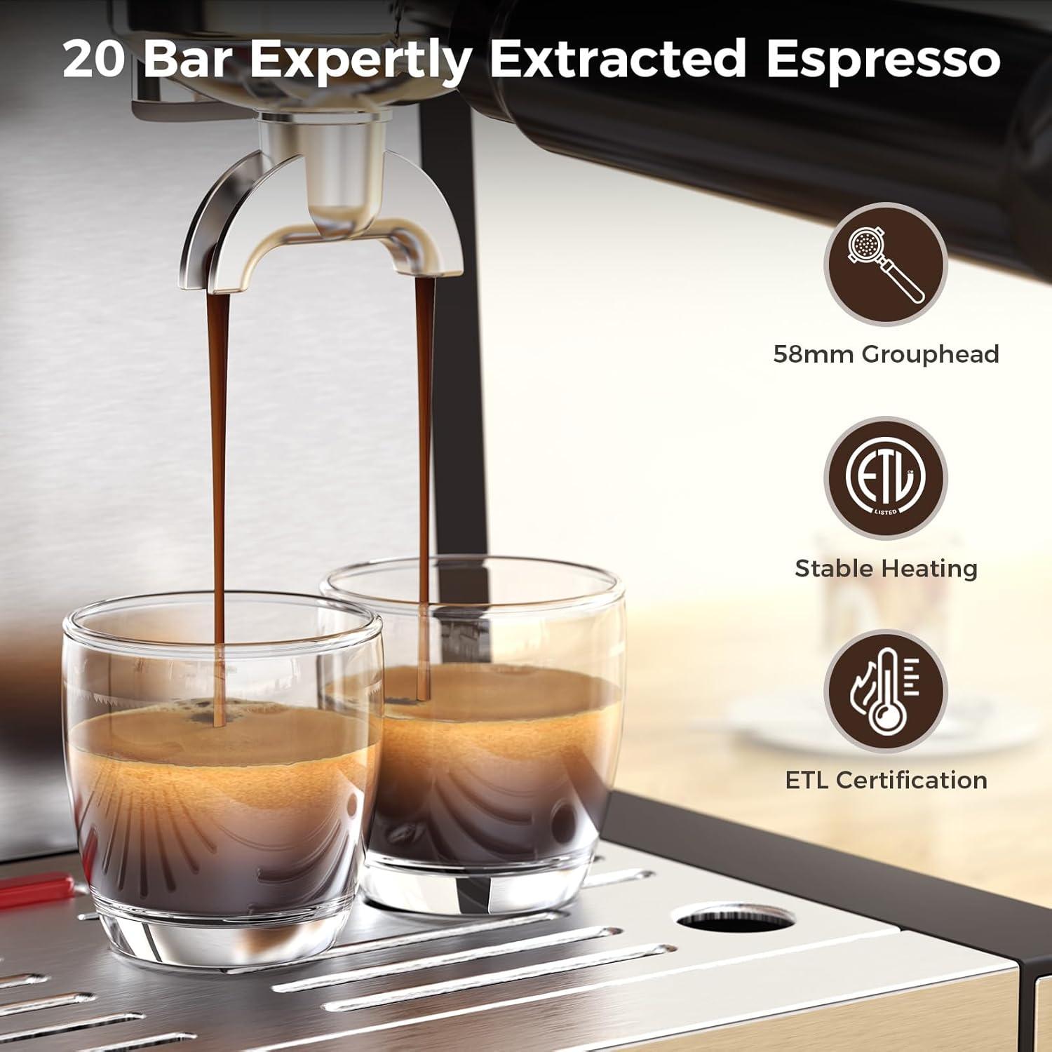 Máquina de Espresso COWSAR 20 Bar con Molinillo y Vapor