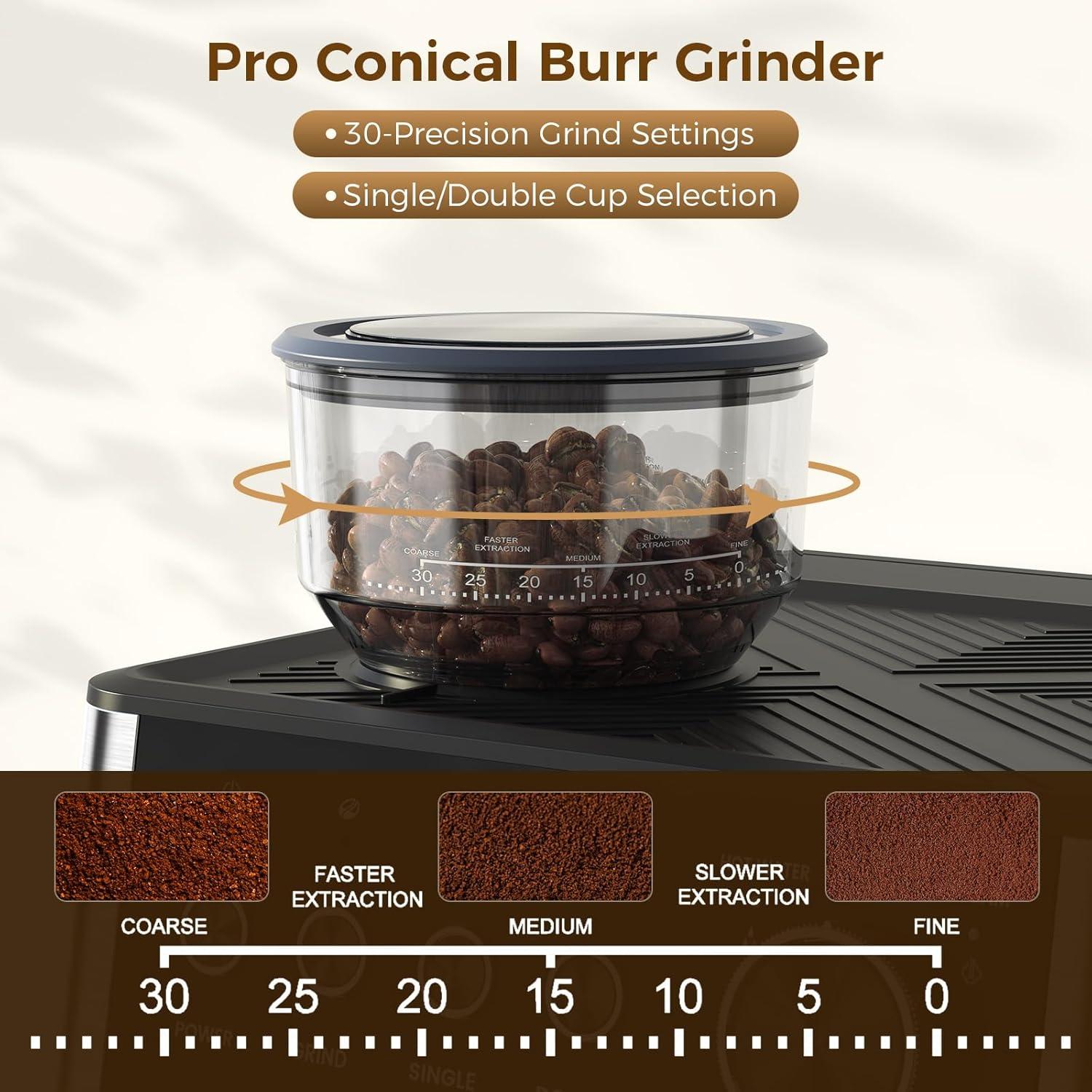 Máquina de Espresso COWSAR 20 Bar con Molinillo y Vapor