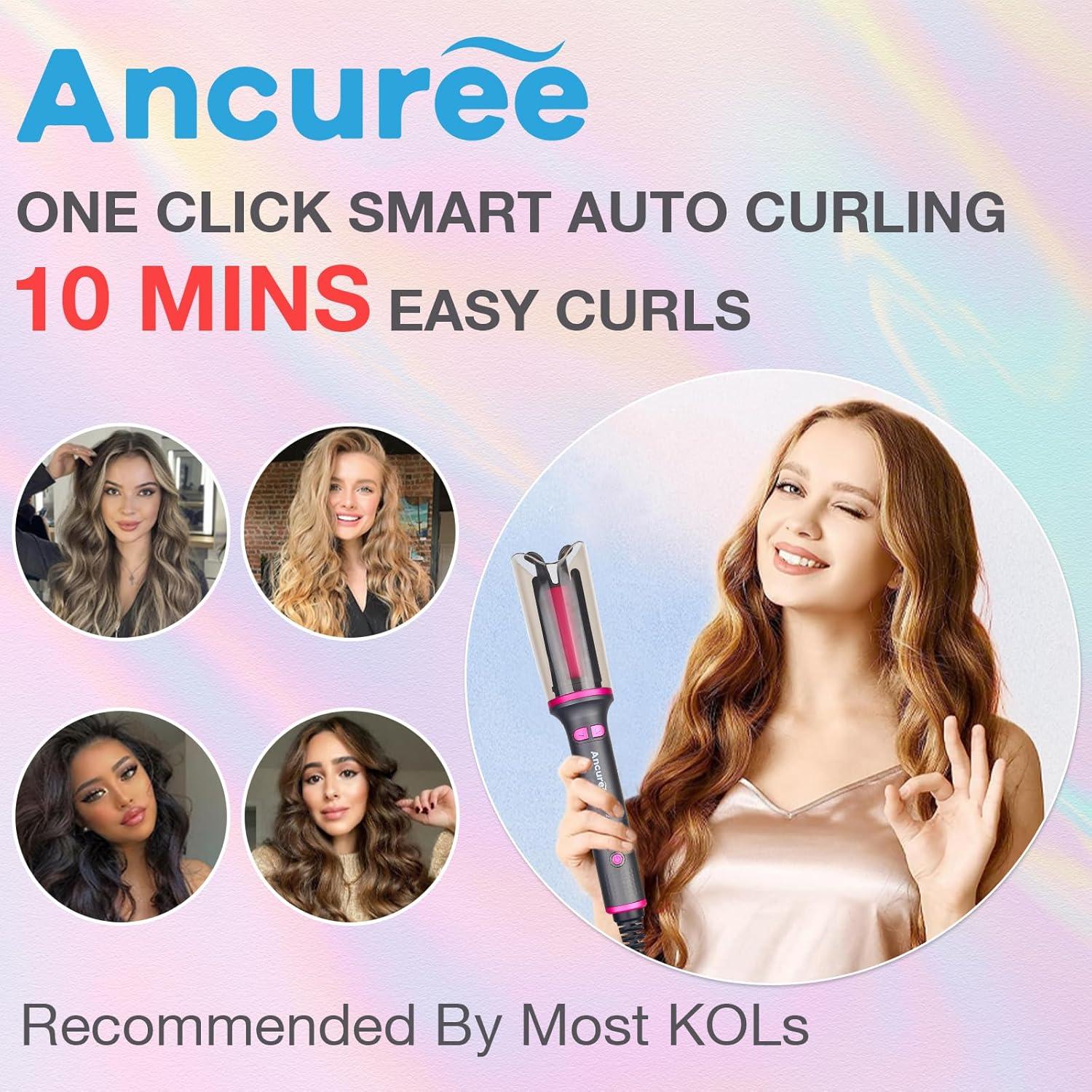 Rizador Automático de Cabello Ancuree Gris, Anti-Enredos, 3 Temperaturas