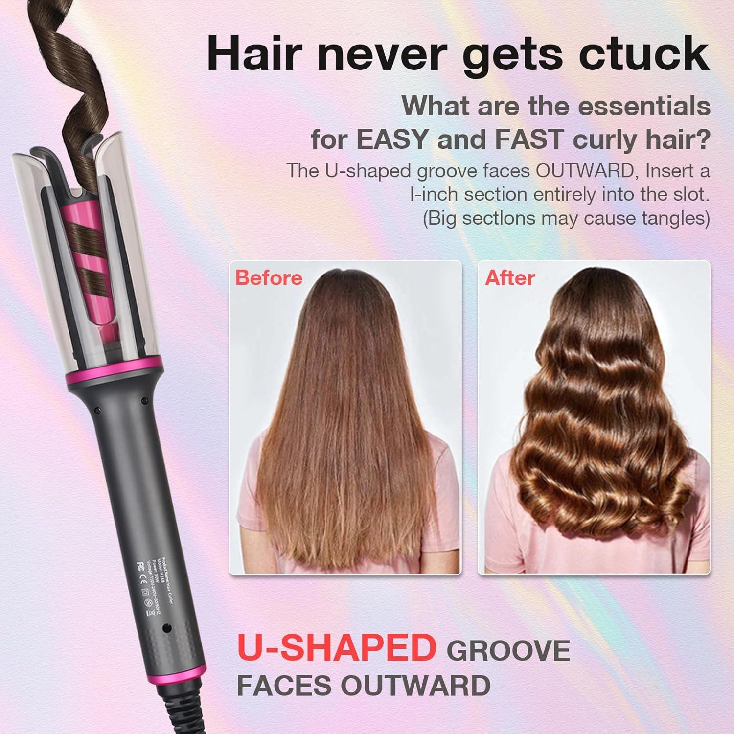 Rizador Automático de Cabello Ancuree Gris, Anti-Enredos, 3 Temperaturas