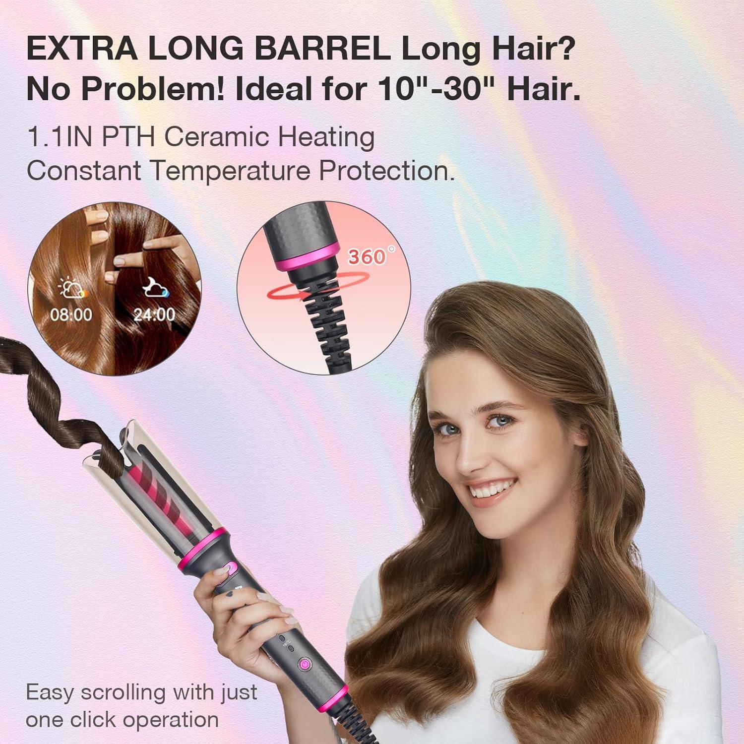 Rizador Automático de Cabello Ancuree Gris, Anti-Enredos, 3 Temperaturas