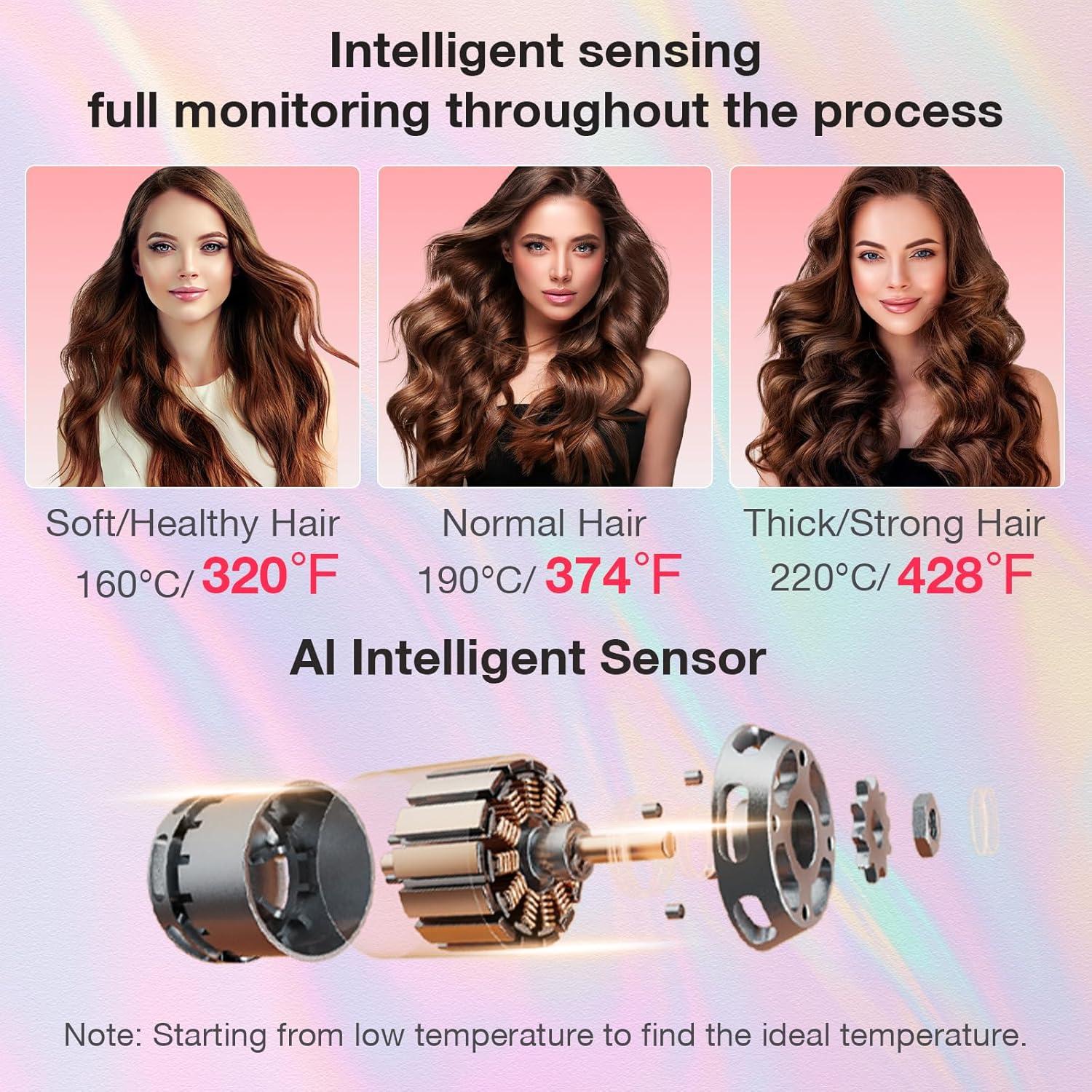 Rizador Automático de Cabello Ancuree Gris, Anti-Enredos, 3 Temperaturas