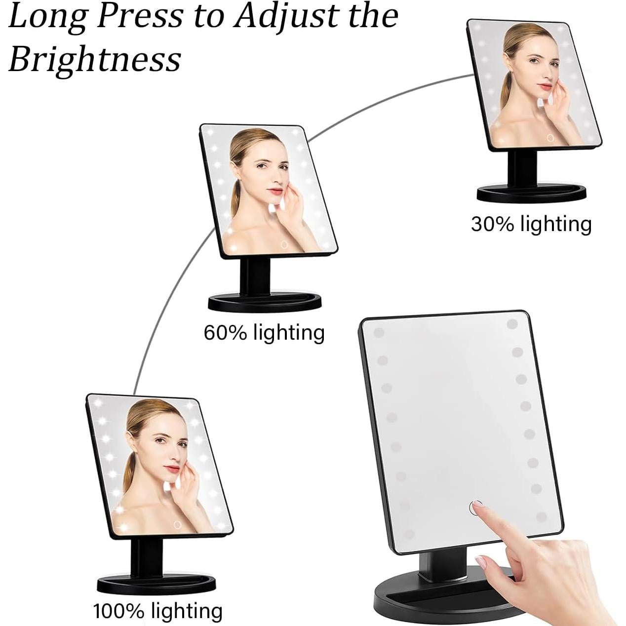 Espejo de Maquillaje Iluminado KOOKIN 26.67x16.26cm LED Ajustable