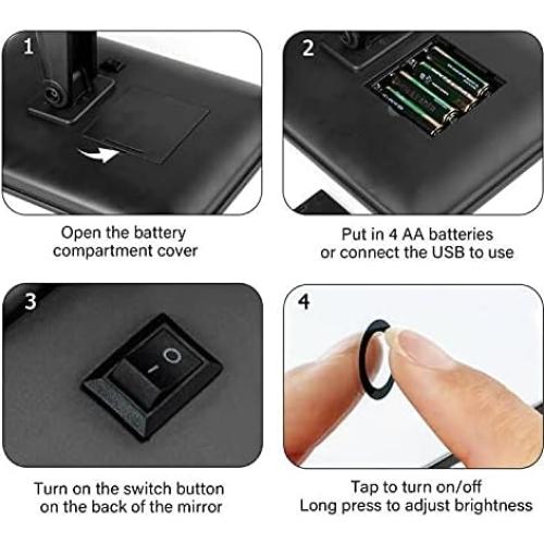 Espejo de Maquillaje Iluminado KOOKIN 26.67x16.26cm LED Ajustable