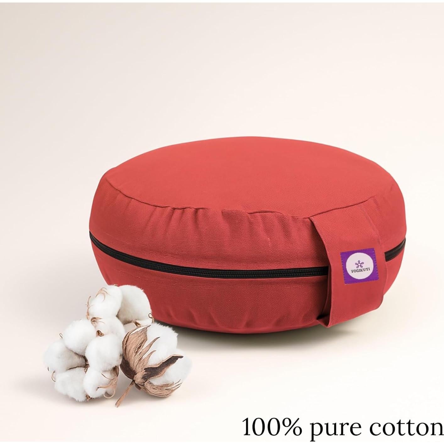 Cojín de Meditación Yogikuti Redondo 100% Algodón Marrón