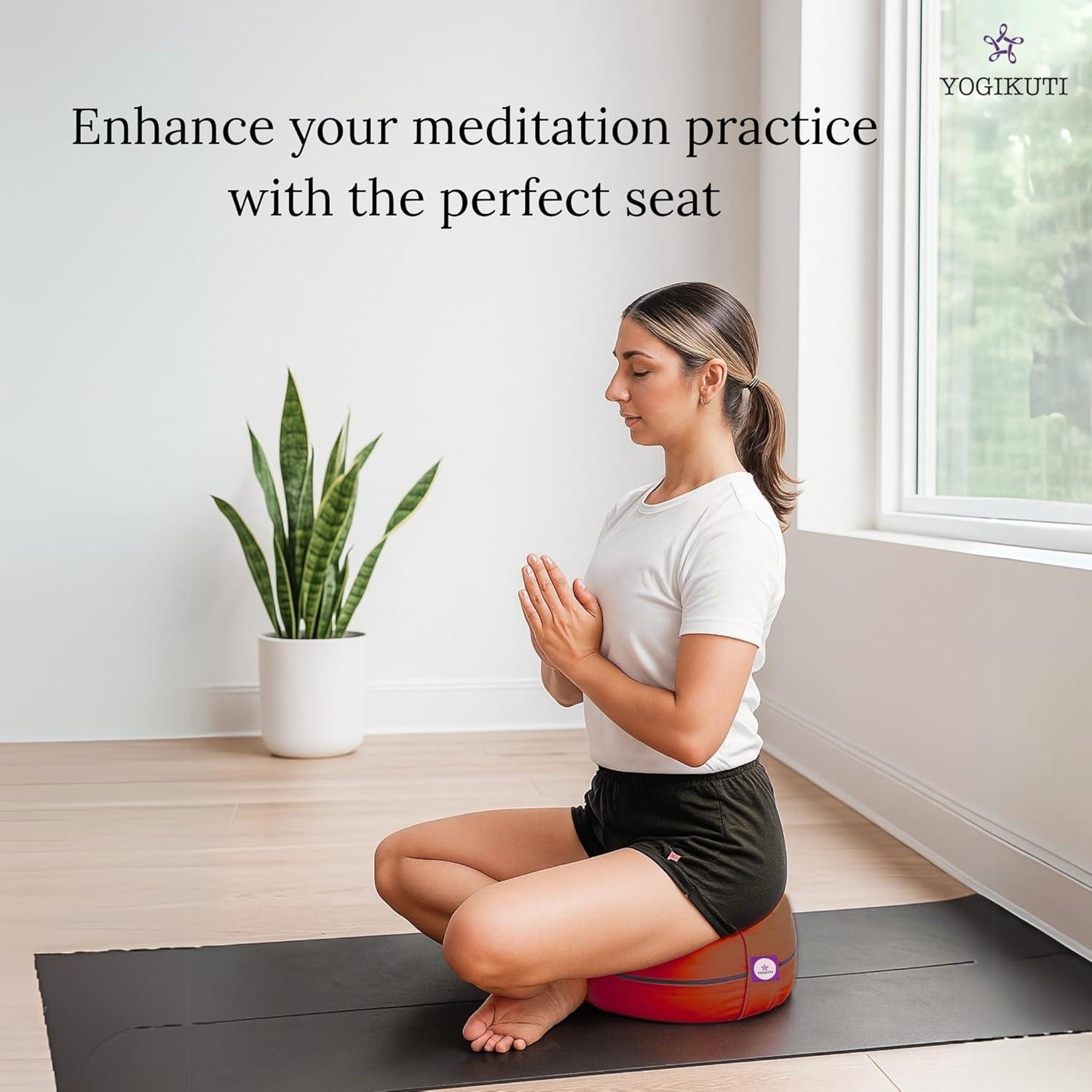 Cojín de Meditación Yogikuti Redondo 100% Algodón Marrón