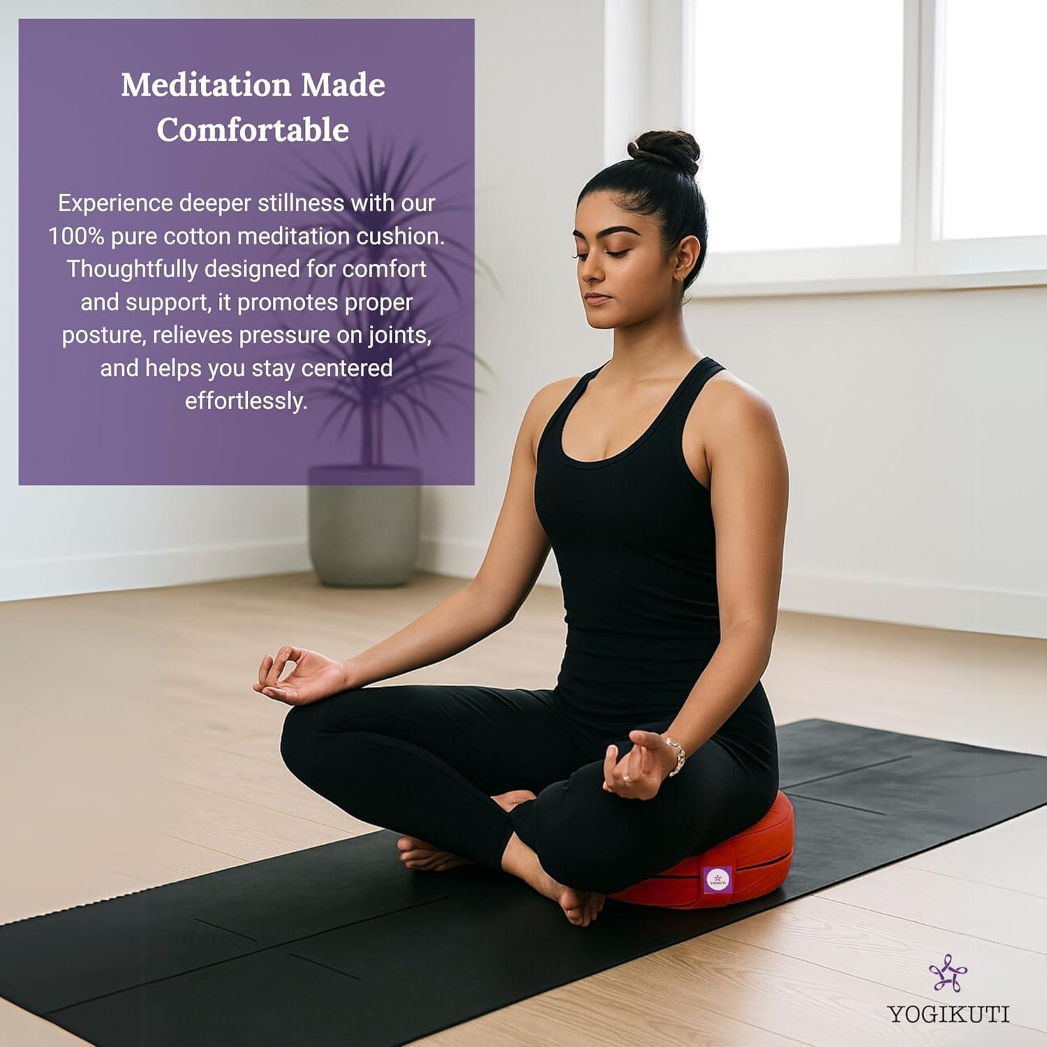 Cojín de Meditación Yogikuti Redondo 100% Algodón Marrón