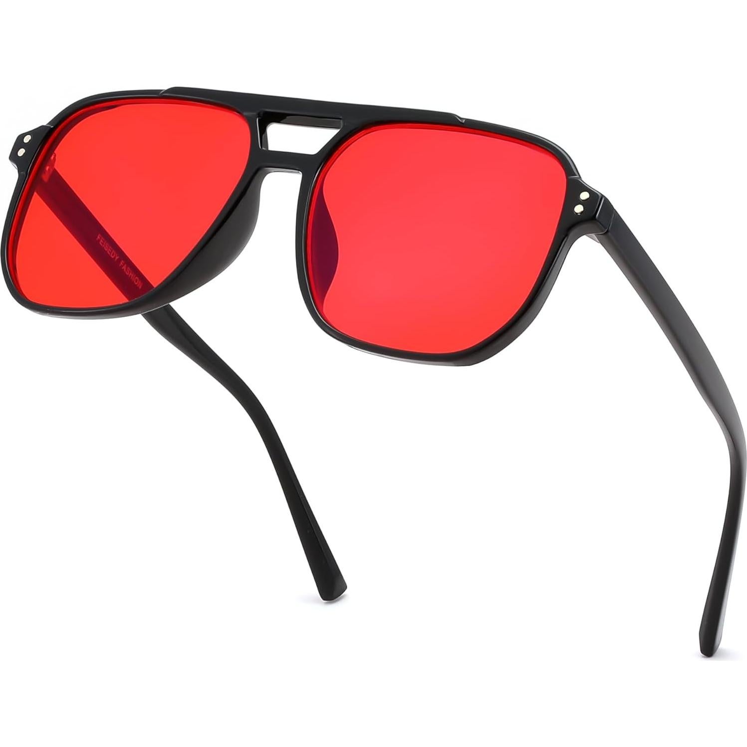 Gafas de Luz Azul FEISEDY G2835 para Dormir y Jugar - Lentes Rojas