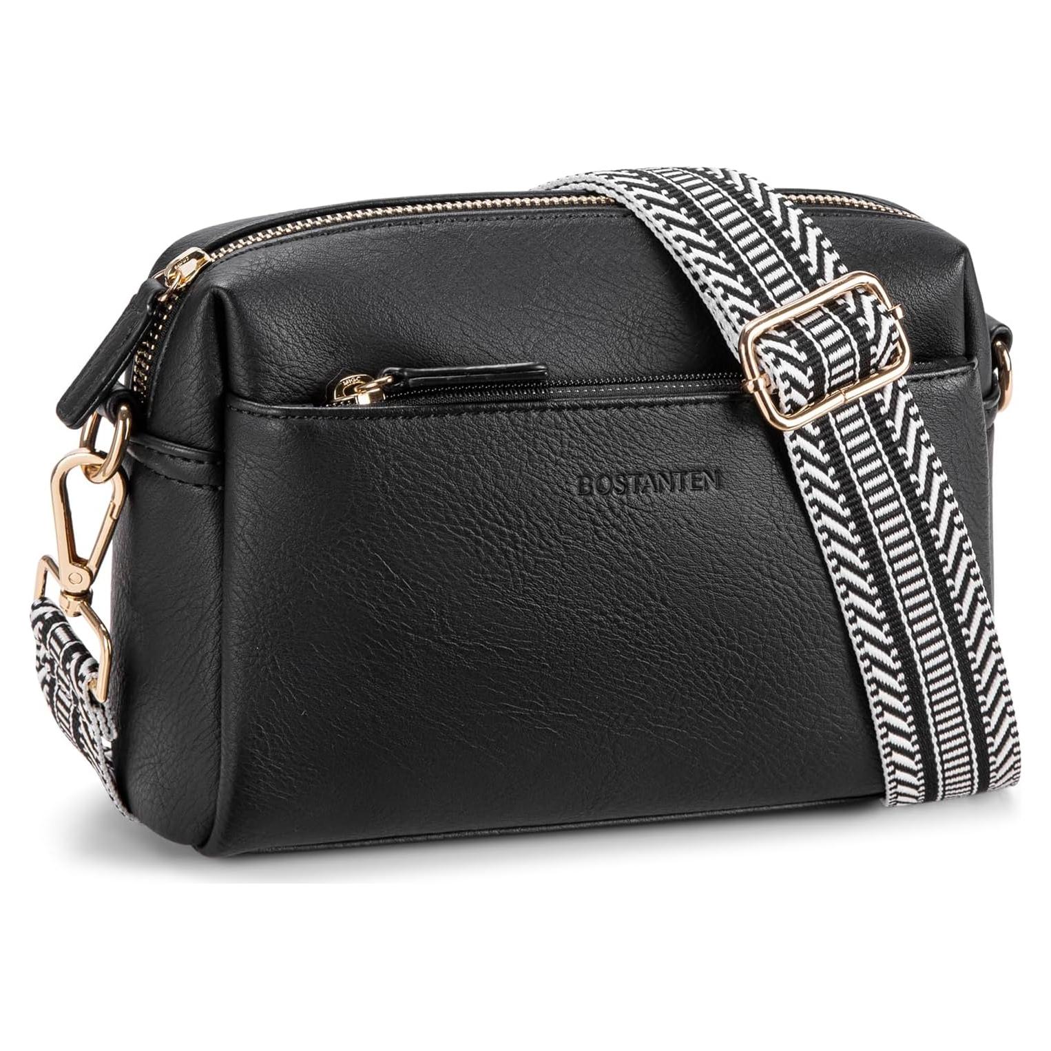 Bolso Cruzado BOSTANTEN de Cuero Vegano para Mujeres Negro