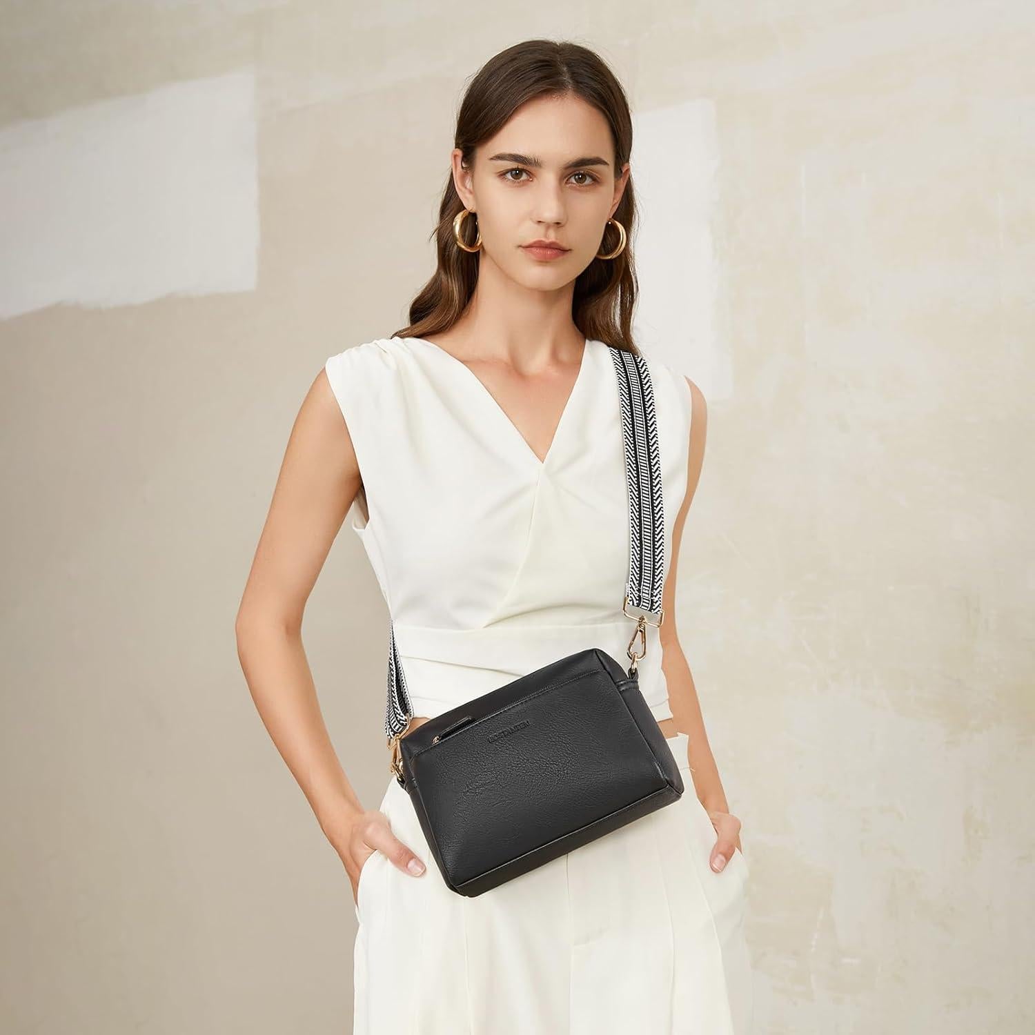 Bolso Cruzado BOSTANTEN de Cuero Vegano para Mujeres Negro