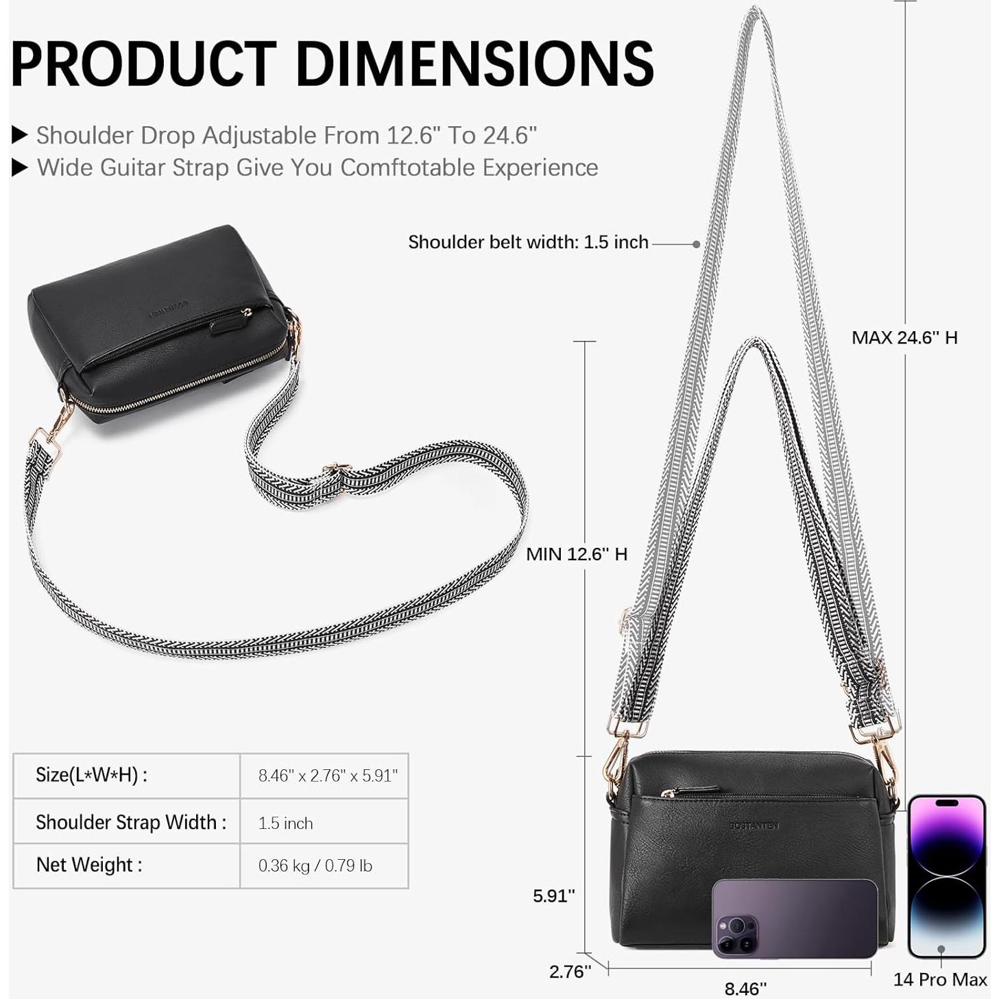 Bolso Cruzado BOSTANTEN de Cuero Vegano para Mujeres Negro