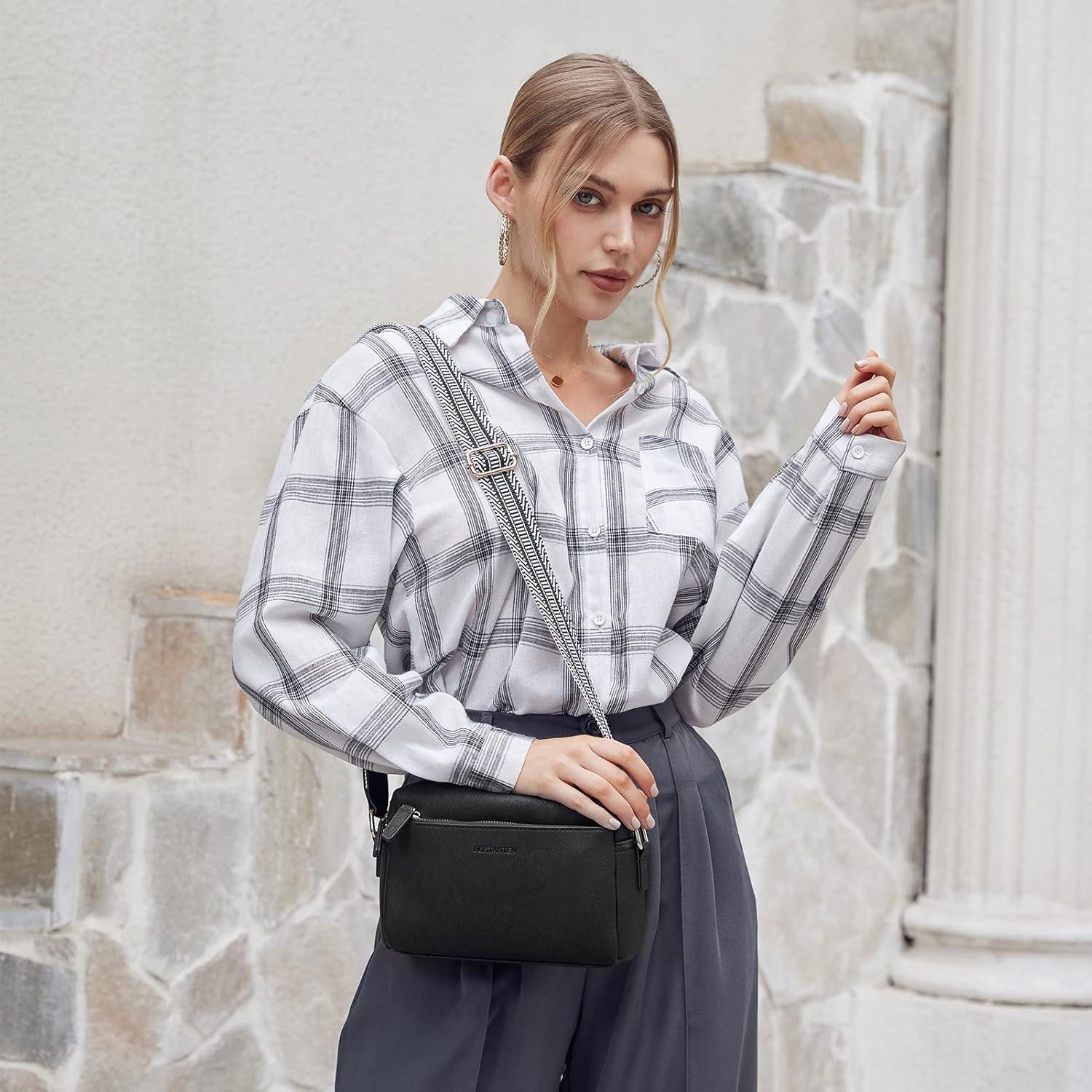 Bolso Cruzado BOSTANTEN de Cuero Vegano para Mujeres Negro