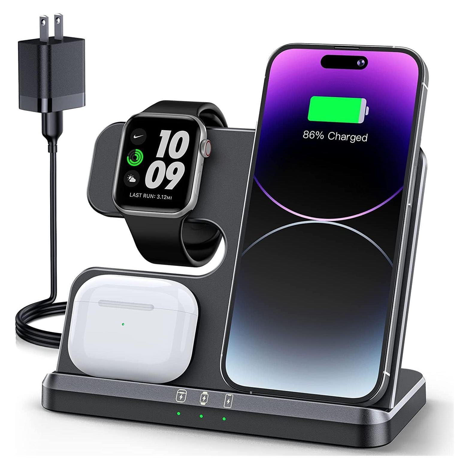 Estación de Carga 3 en 1 JARGOU para iPhone, Apple Watch y AirPods
