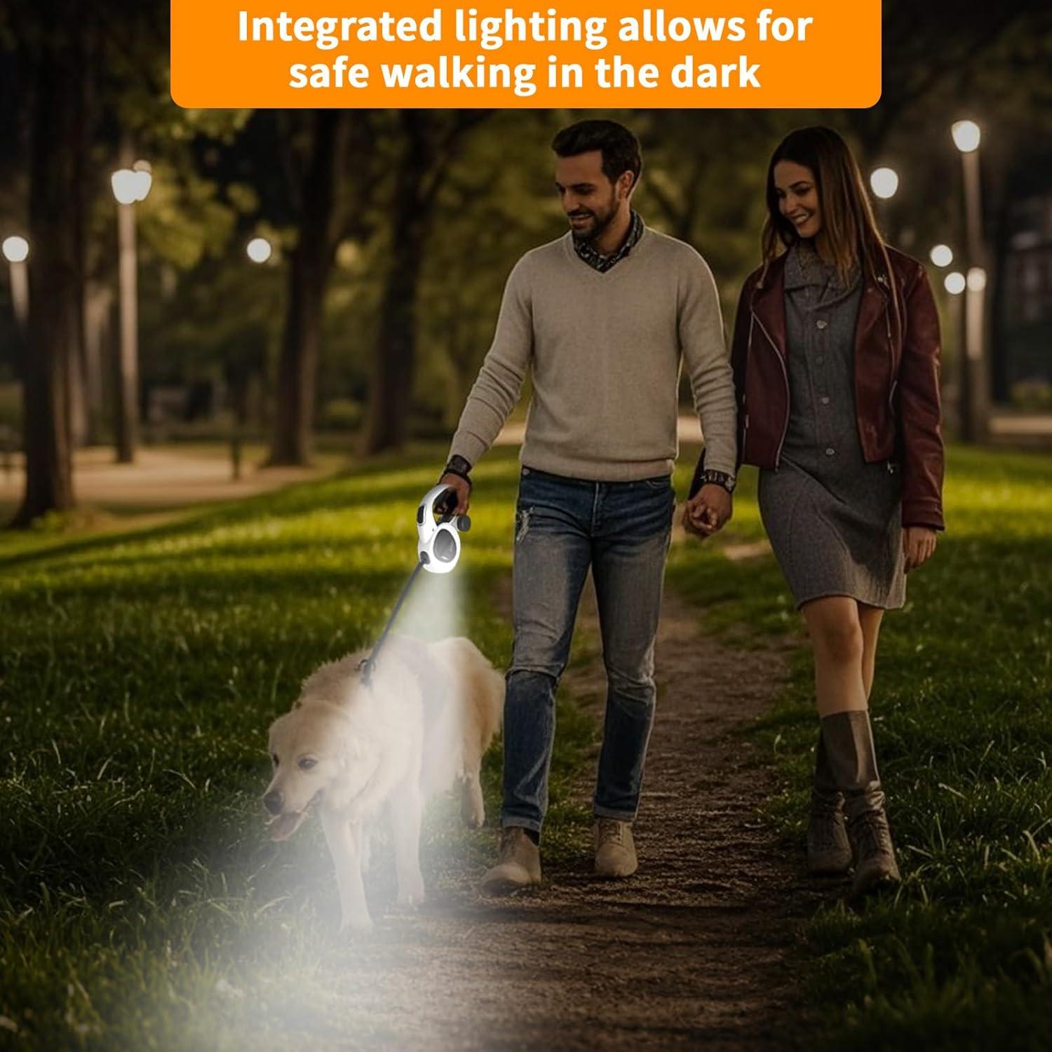 Correa de Perro Retráctil COSOWO 4.88 m con Luz LED y Dispensador