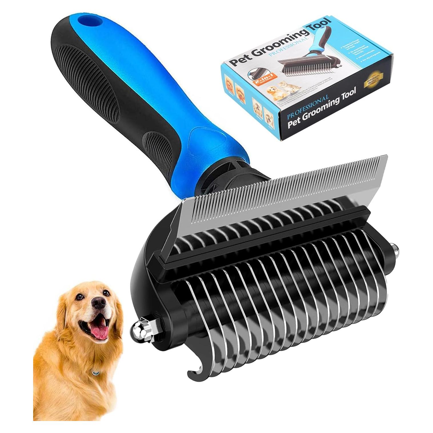 Rastrillo 2 en 1 para perros y gatos Dongguanshi - Cepillo deshedding