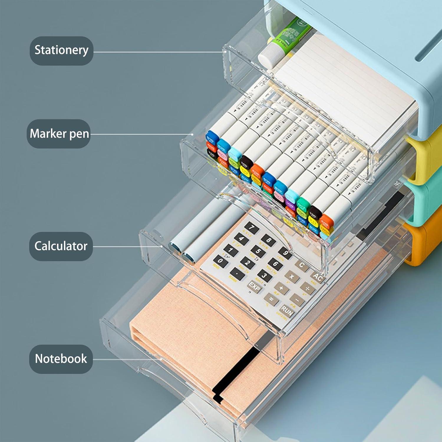 Organizador de Escritorio Apilable ZZFENGKR 4 Cajones Plástico