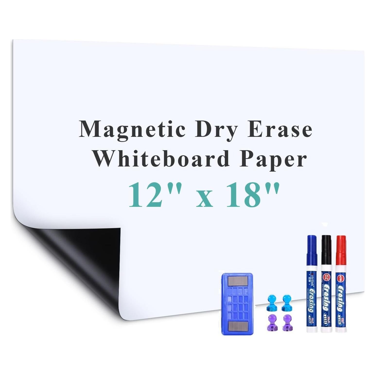 Papel de Pizarra Blanca Magnético Autoadhesivo Warasee 45.72x30.48cm