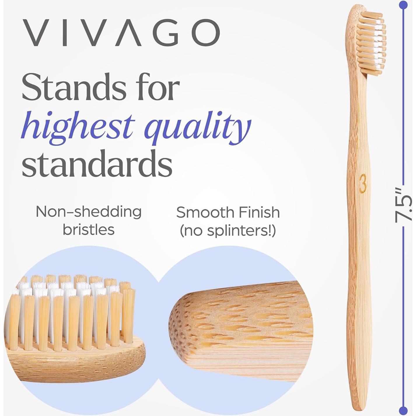 Cepillos de Dientes de Bambú VIVAGO Paquete de 10 Cerdas Medianas