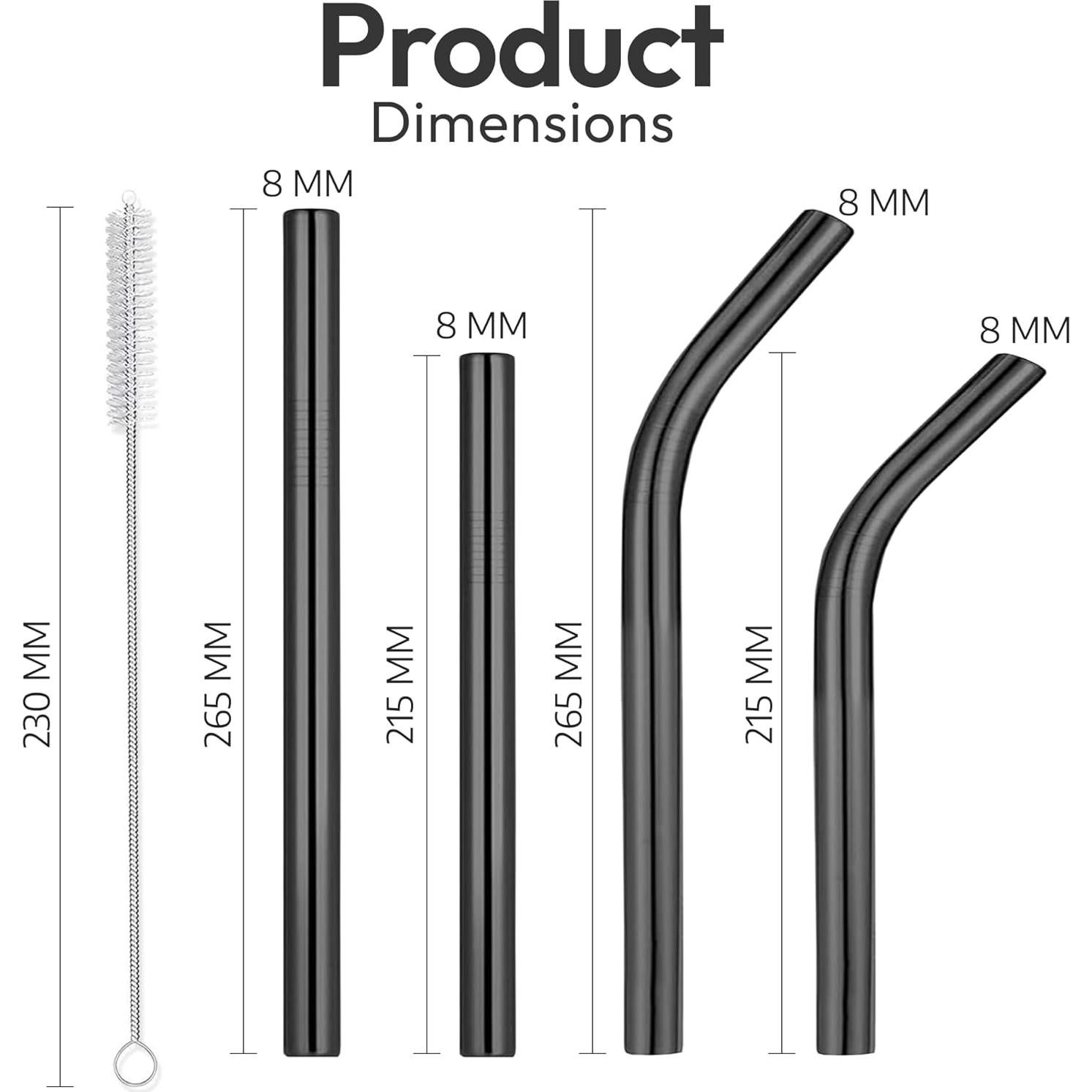 Popotes de Acero Inoxidable Banzoo Reutilizables 21.5 y 26.7 cm