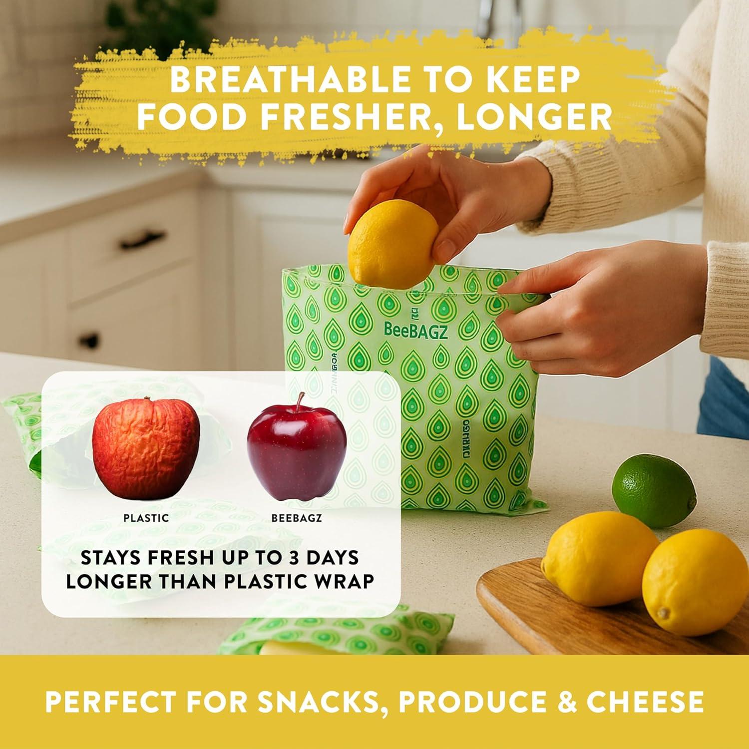 BeeBAGZ - Bolsa de Almacenamiento de Cera de Abeja Verde - 3 Piezas