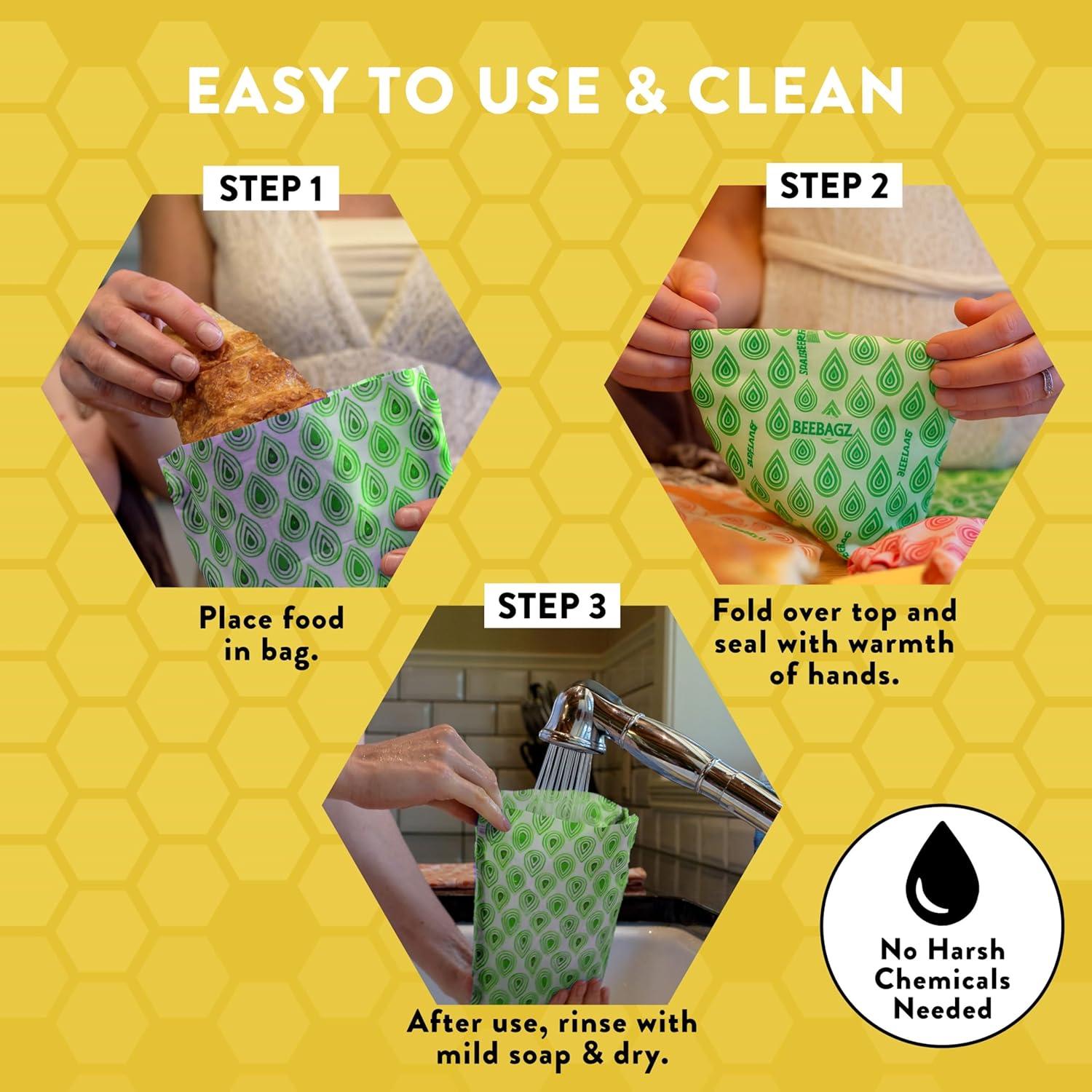 BeeBAGZ - Bolsa de Almacenamiento de Cera de Abeja Verde - 3 Piezas