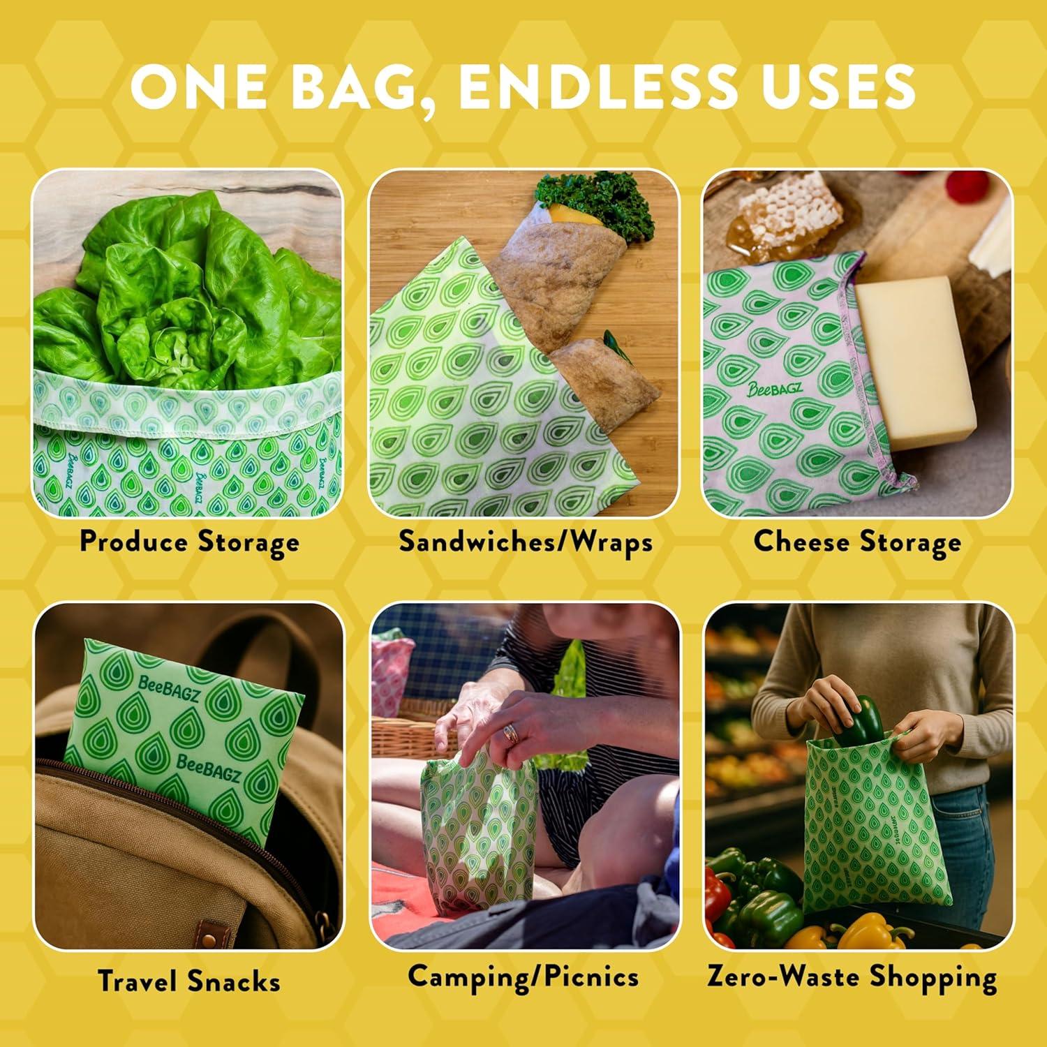 BeeBAGZ - Bolsa de Almacenamiento de Cera de Abeja Verde - 3 Piezas