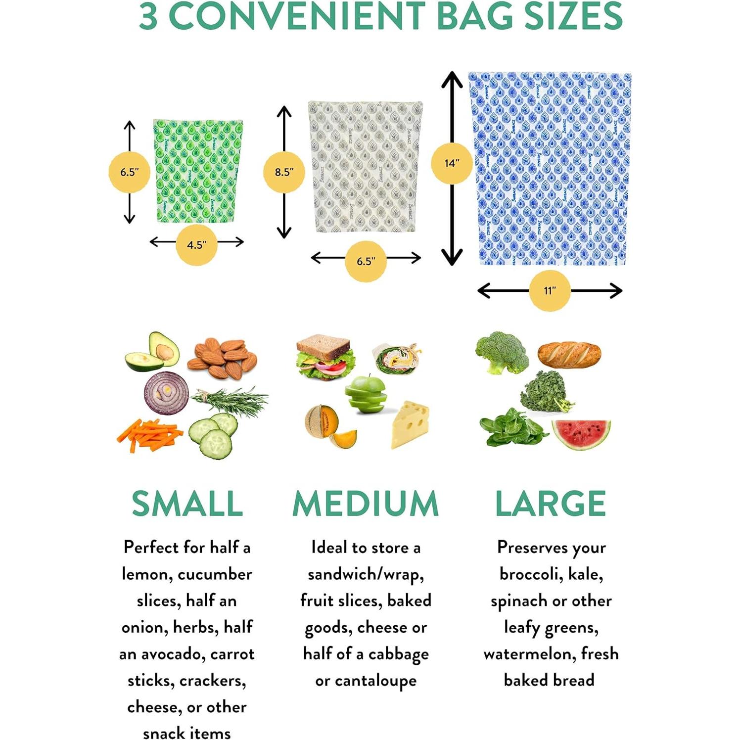 BeeBAGZ - Bolsa de Almacenamiento de Cera de Abeja Verde - 3 Piezas