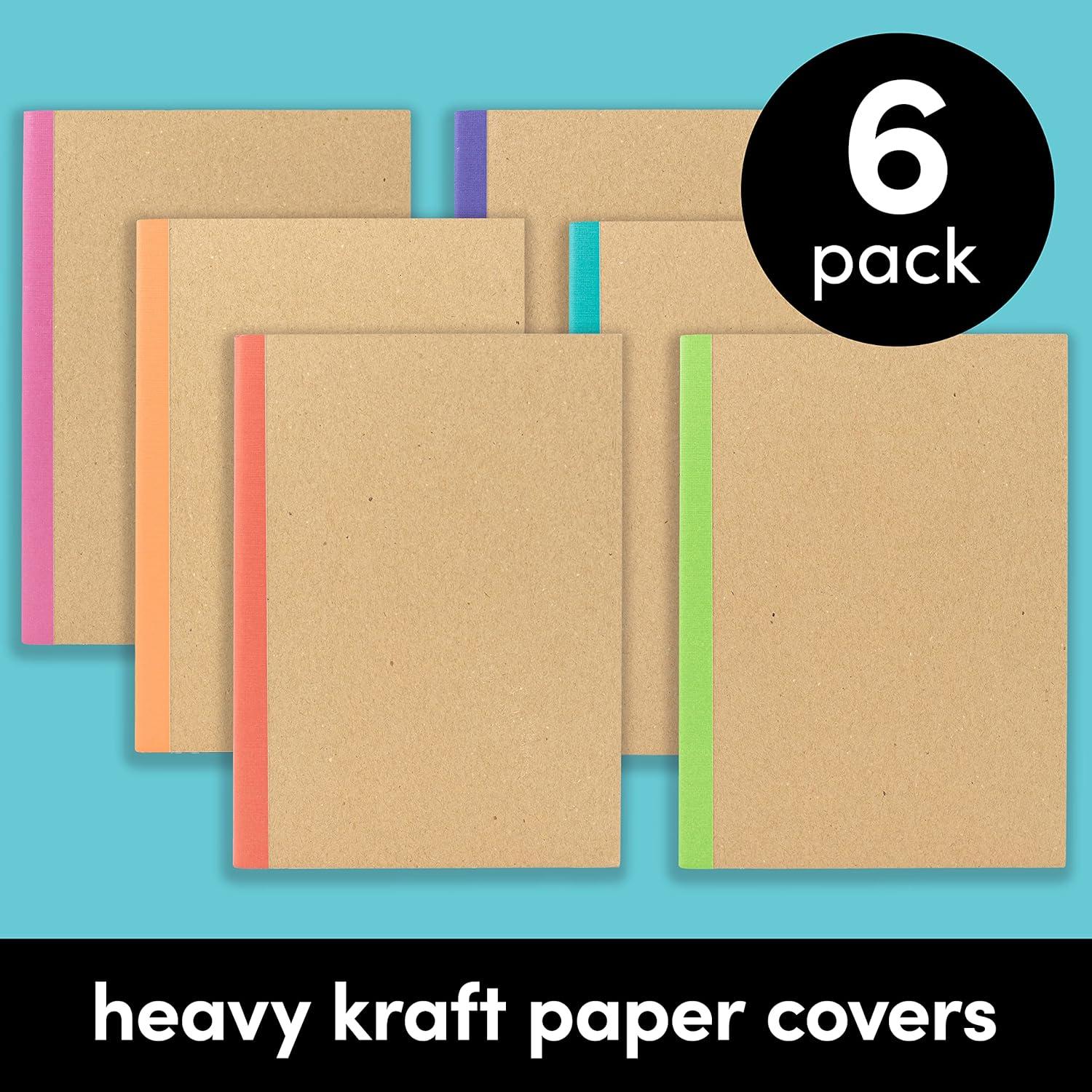 Cuadernos de Composición PAPERAGE - 6 Unidades, 120 Páginas, Kraft