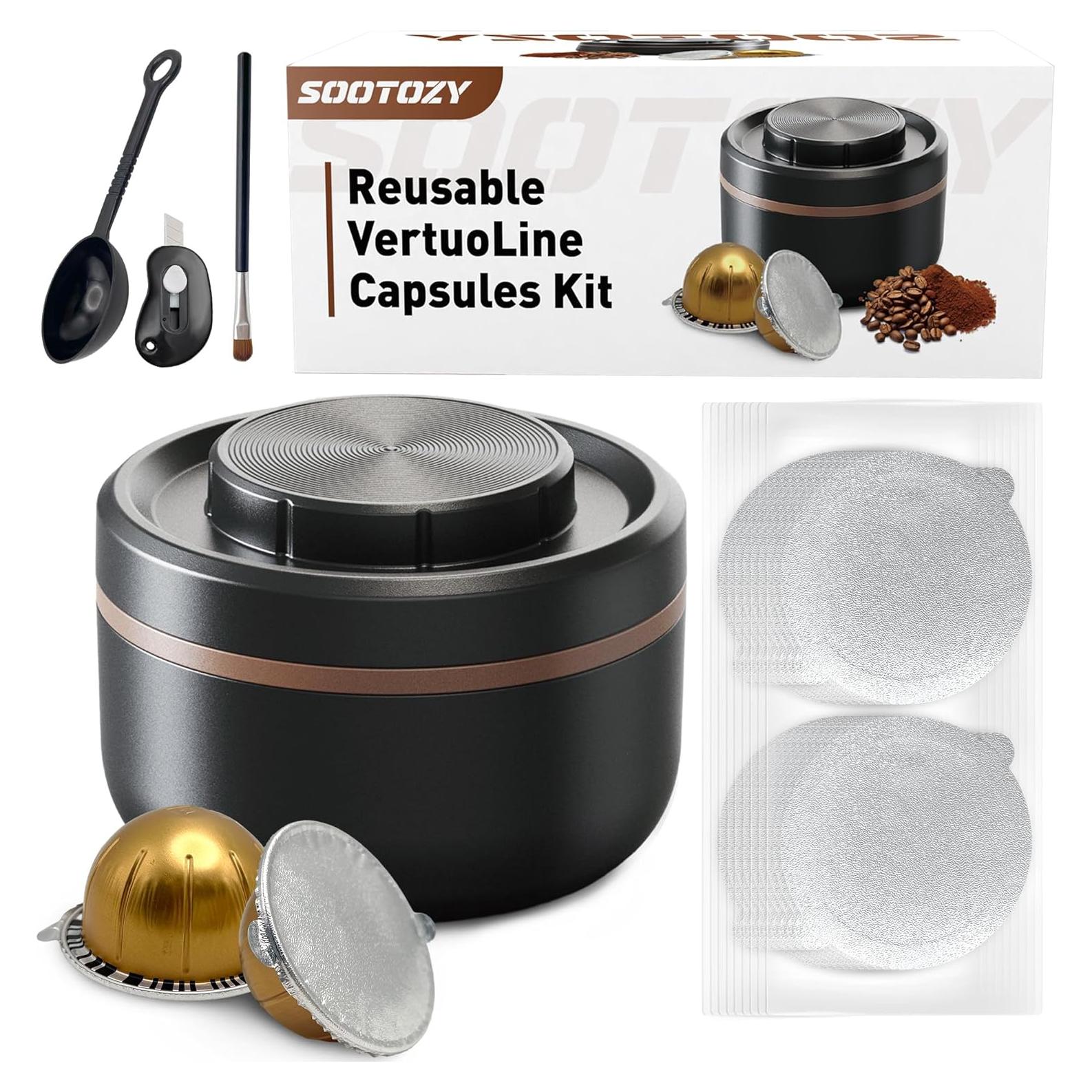 Kit de Cápsulas Reutilizables Sootozy para Nespresso Vertuo - 100 Tapas de Aluminio