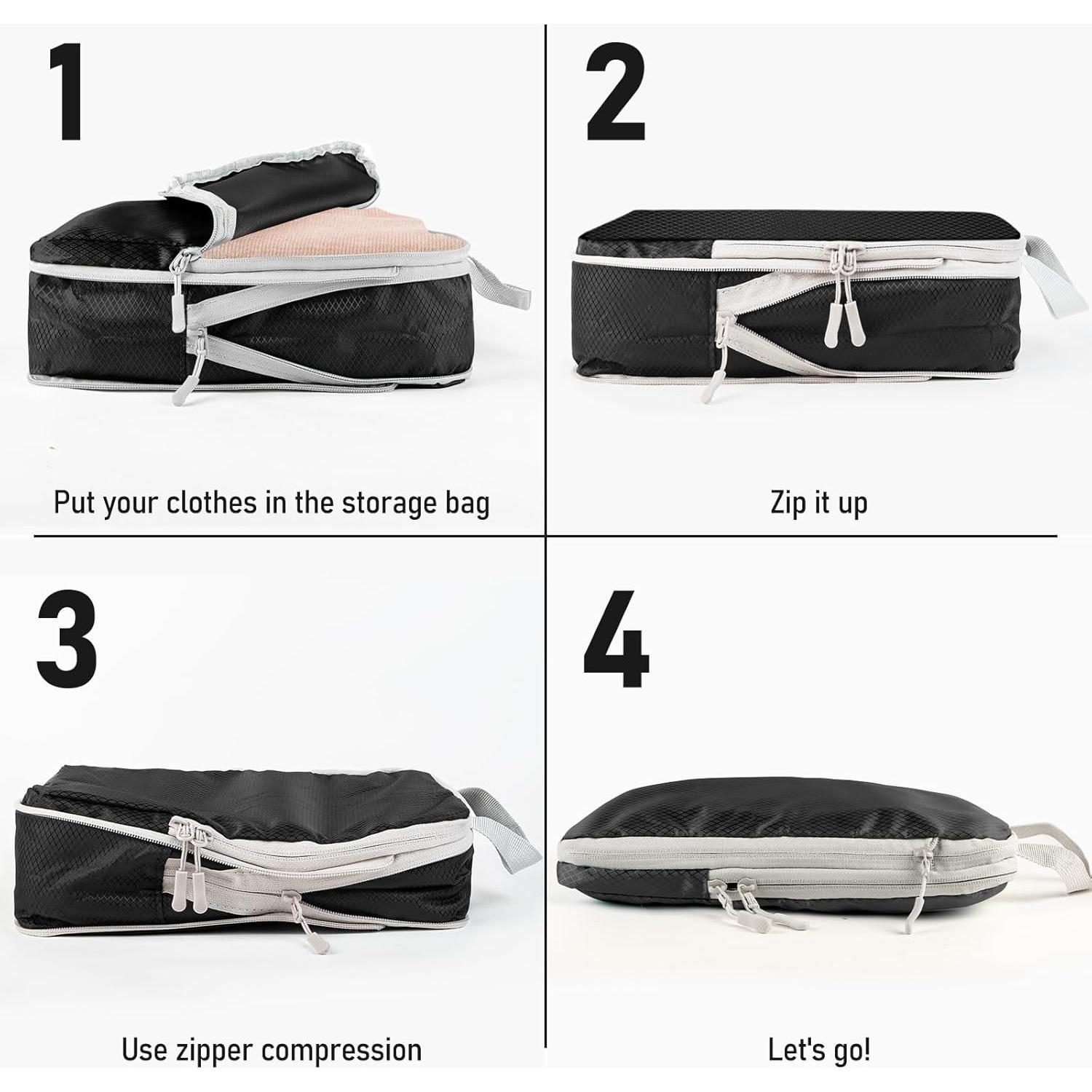 Set de 4 Cubos de Compresión YEEYAA para Empacar Viajes