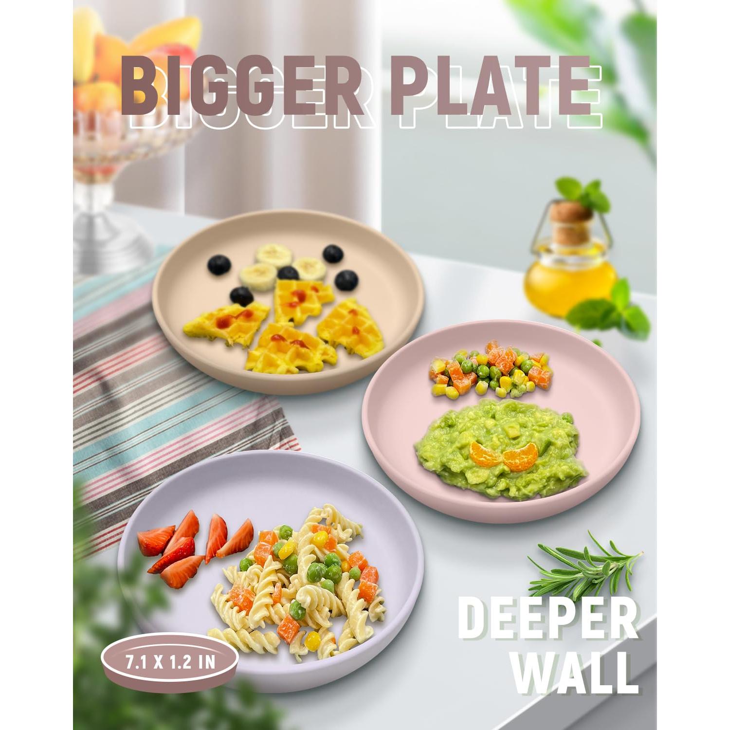 Set de Platos de Silicona Antideslizantes Qyeejong 3 Pcs