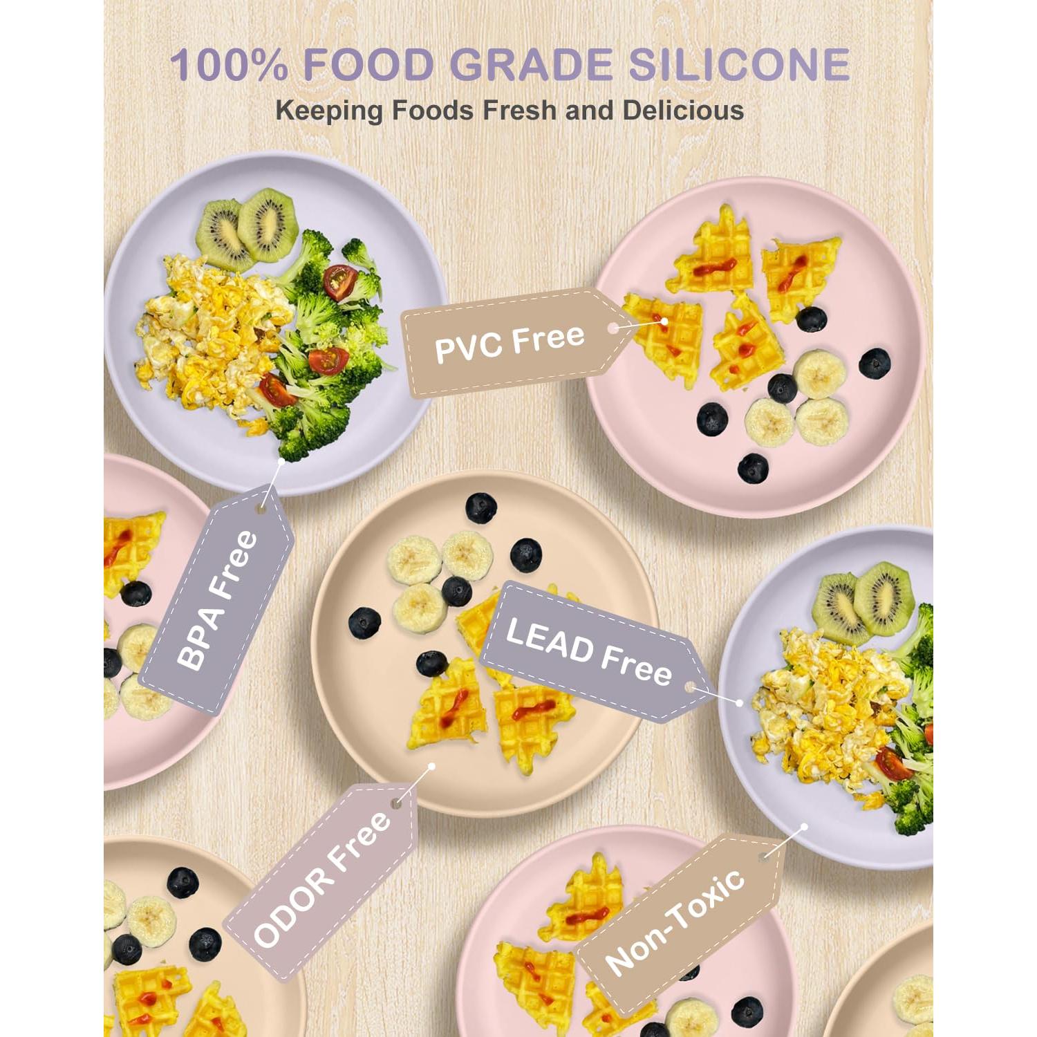 Set de Platos de Silicona Antideslizantes Qyeejong 3 Pcs