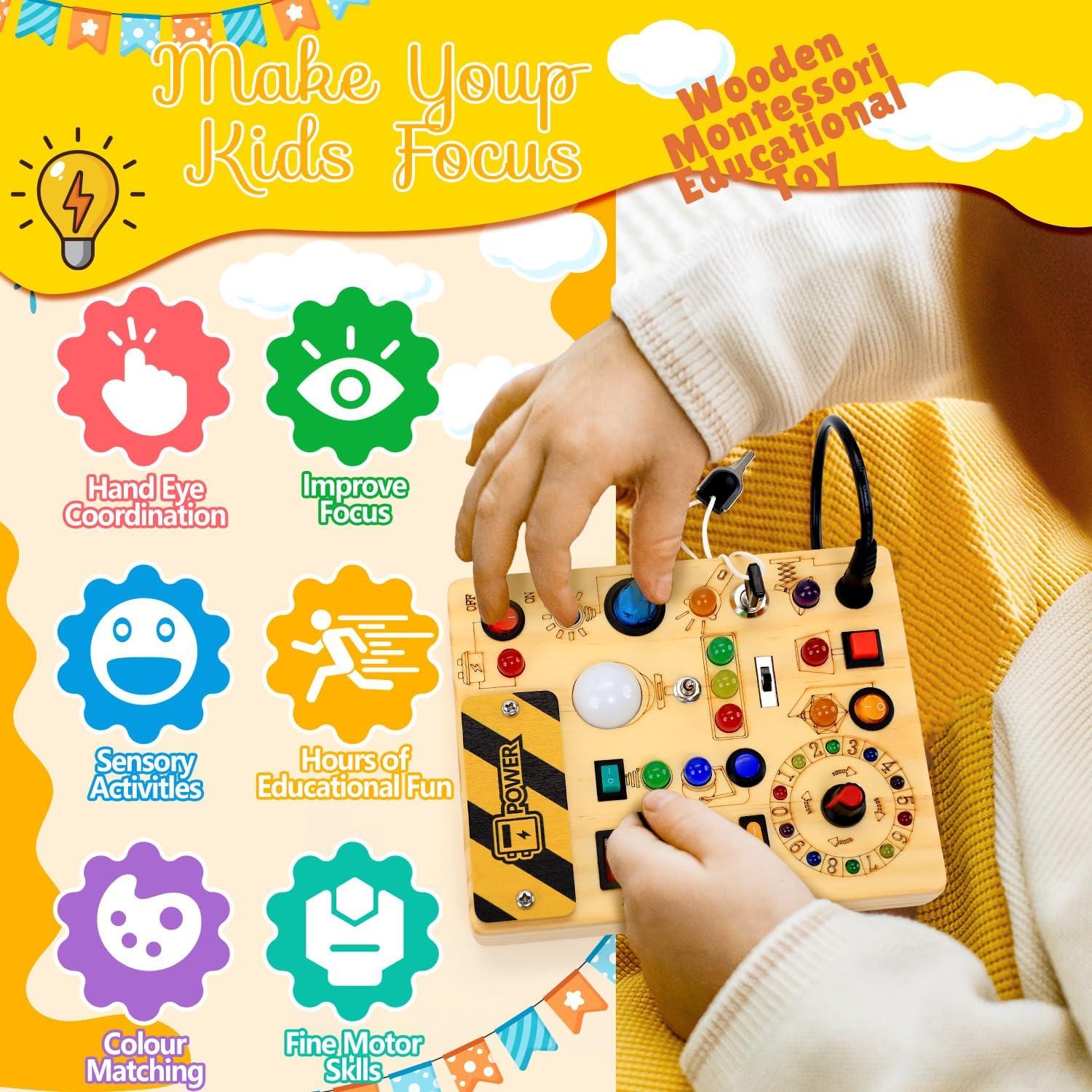 Tablero Ocupado RichBoy para Niños 1-3 Años con Luz LED