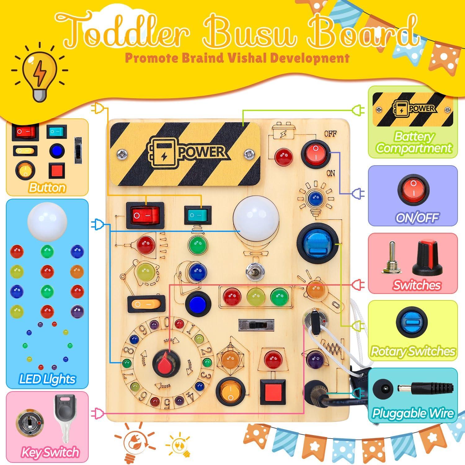 Tablero Ocupado RichBoy para Niños 1-3 Años con Luz LED