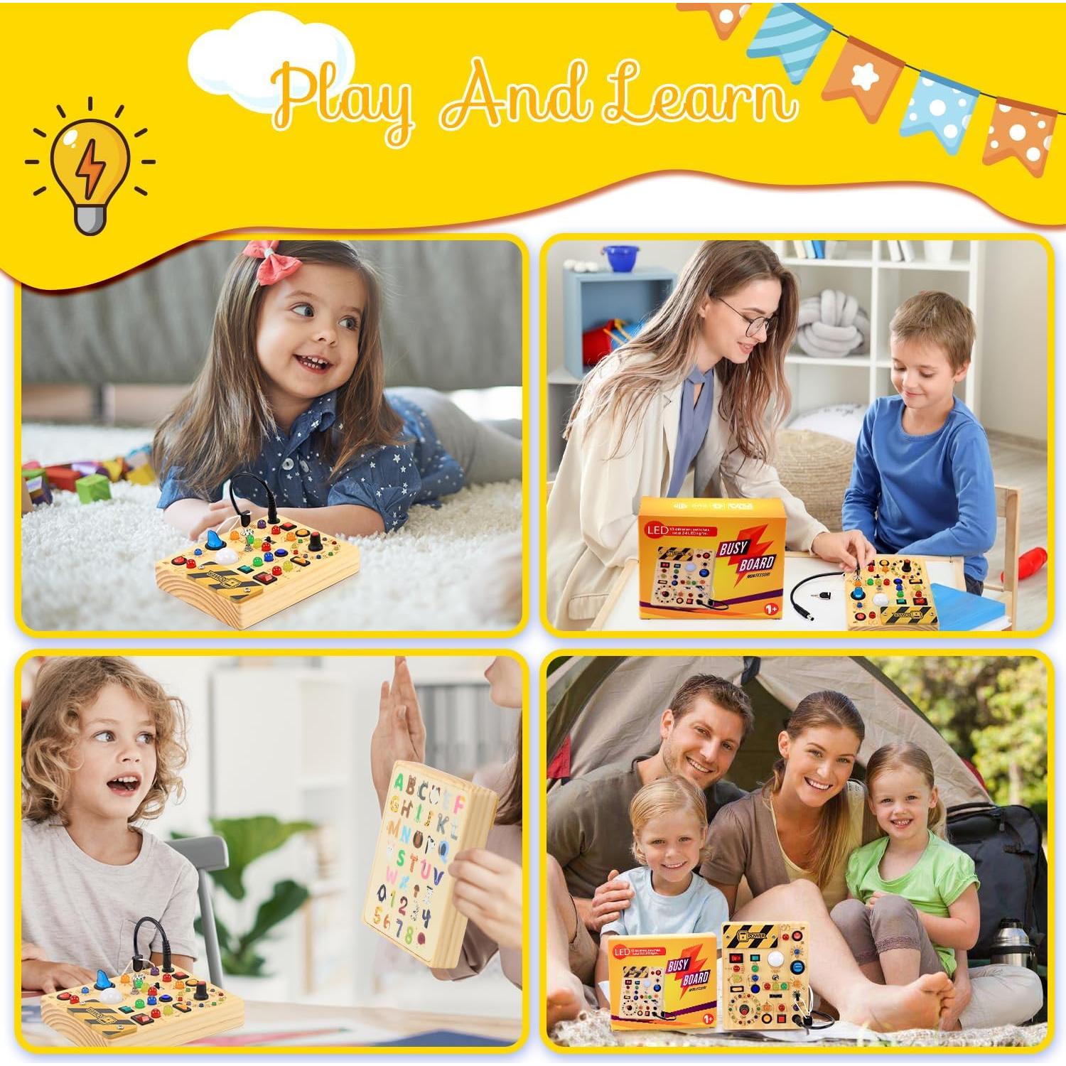 Tablero Ocupado RichBoy para Niños 1-3 Años con Luz LED