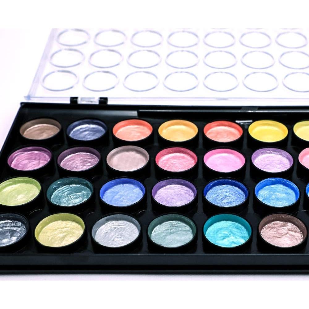 Juego de Acuarelas Metálicas Mont Marte 37 Piezas con Pincel