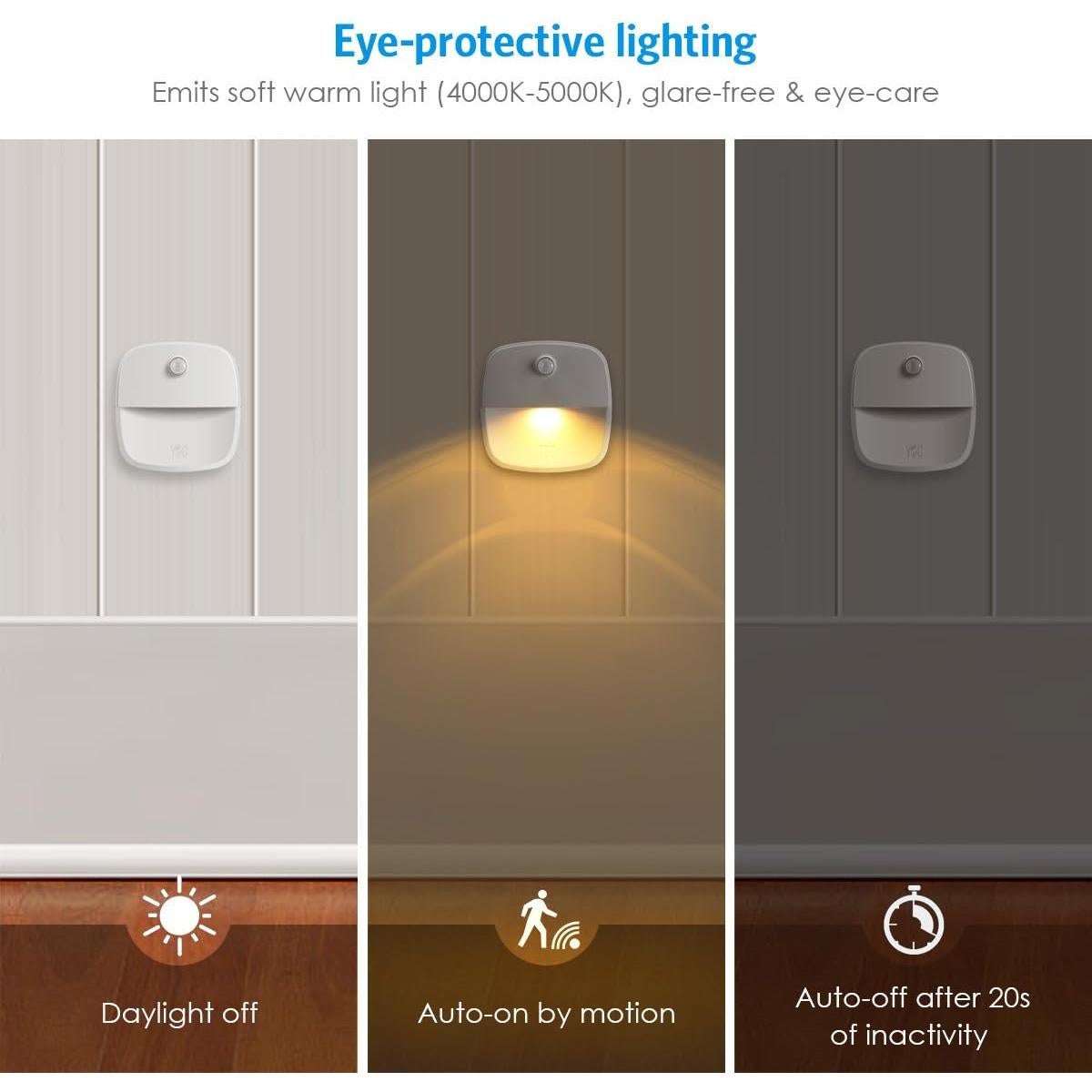 Luz de Sensor de Movimiento AMIR LED 3 Piezas Blanco Cálido