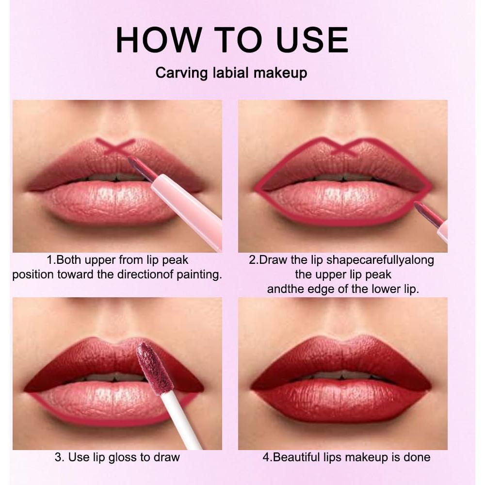 Labial Metálico Rojo Oscuro Kaely 2 en 1 con Lápiz Labial