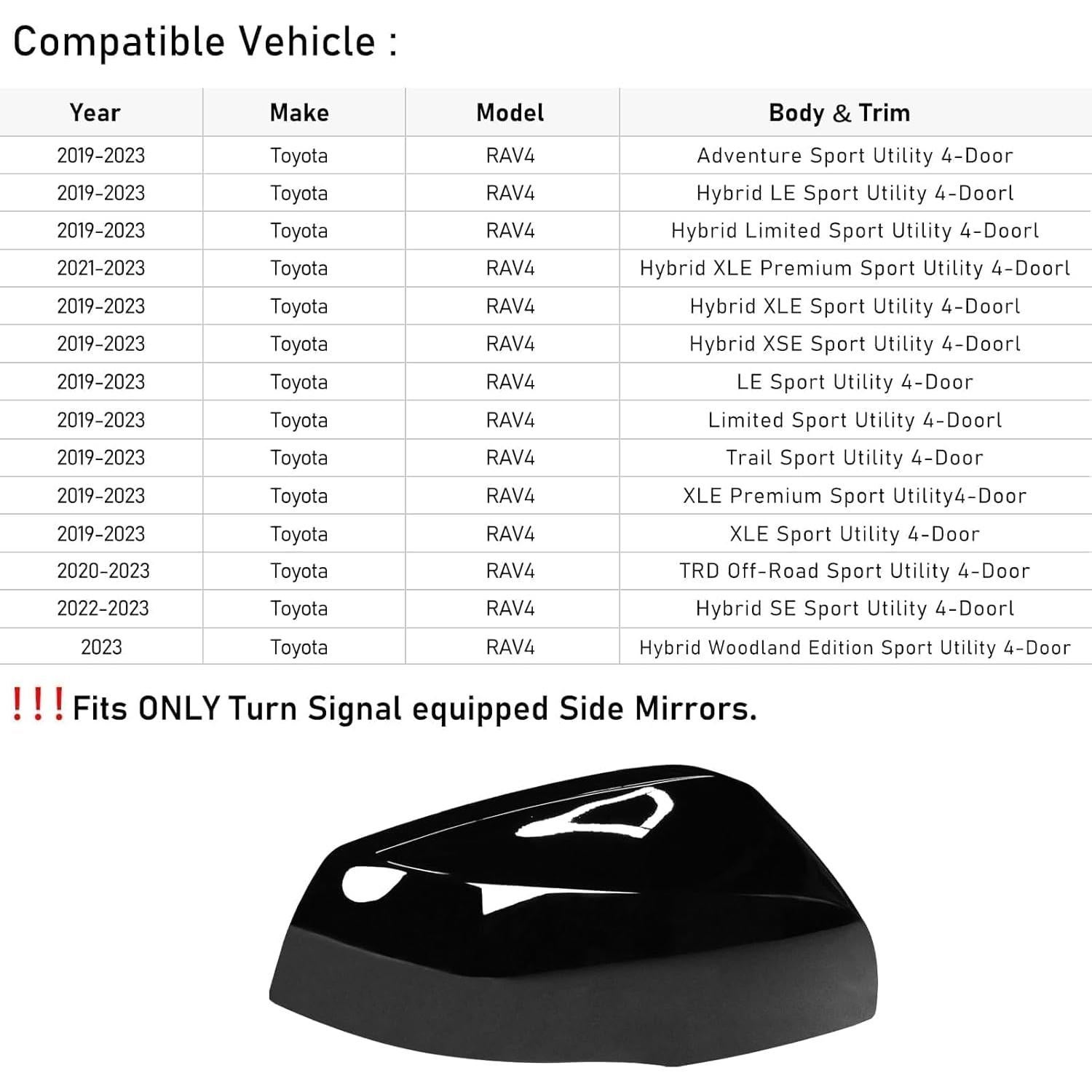Cubierta de Espejo Lateral Moonlinks para Toyota RAV4 2019-2024