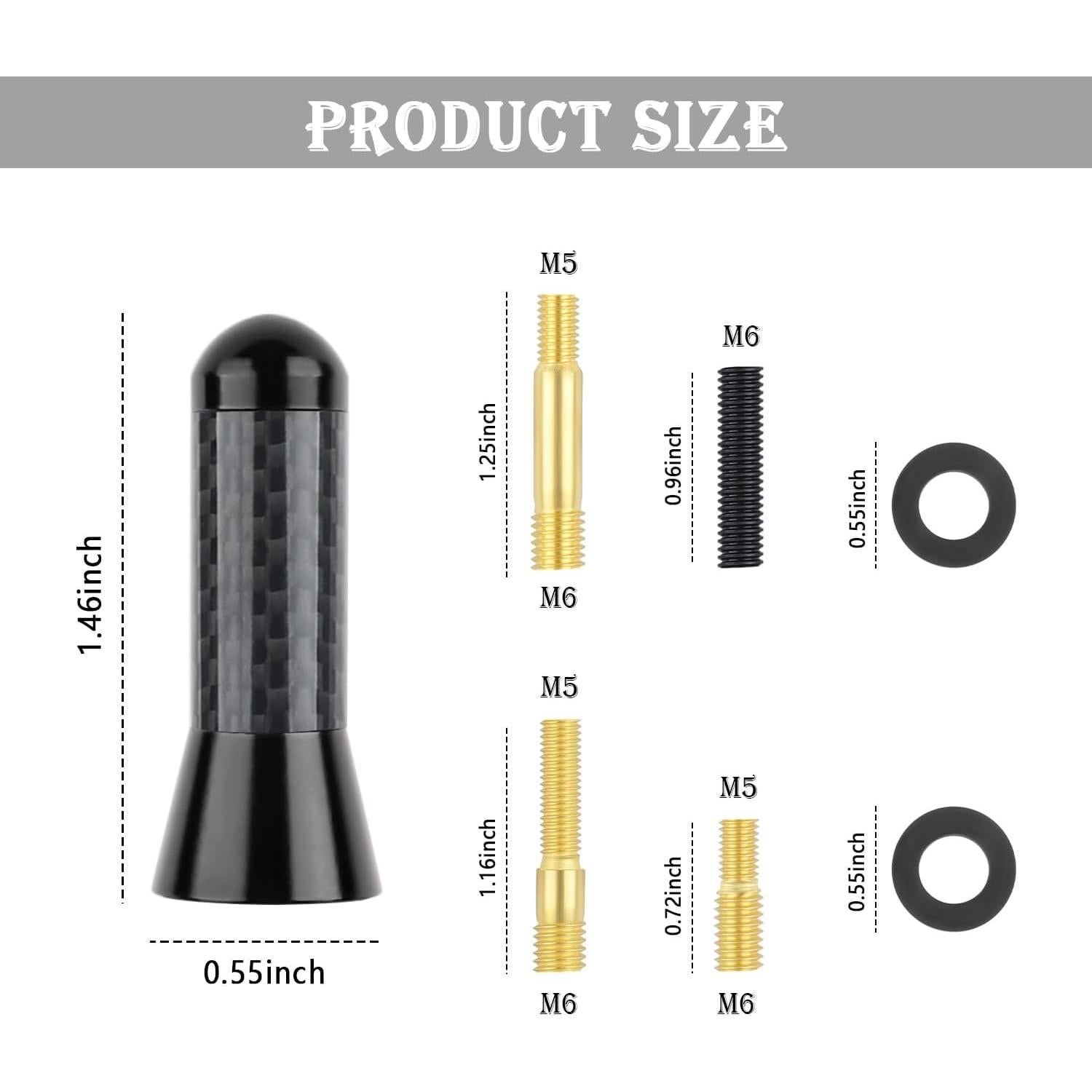 Antena de Coche YGDMD Fibra de Carbono Negra 9.30x3.61cm