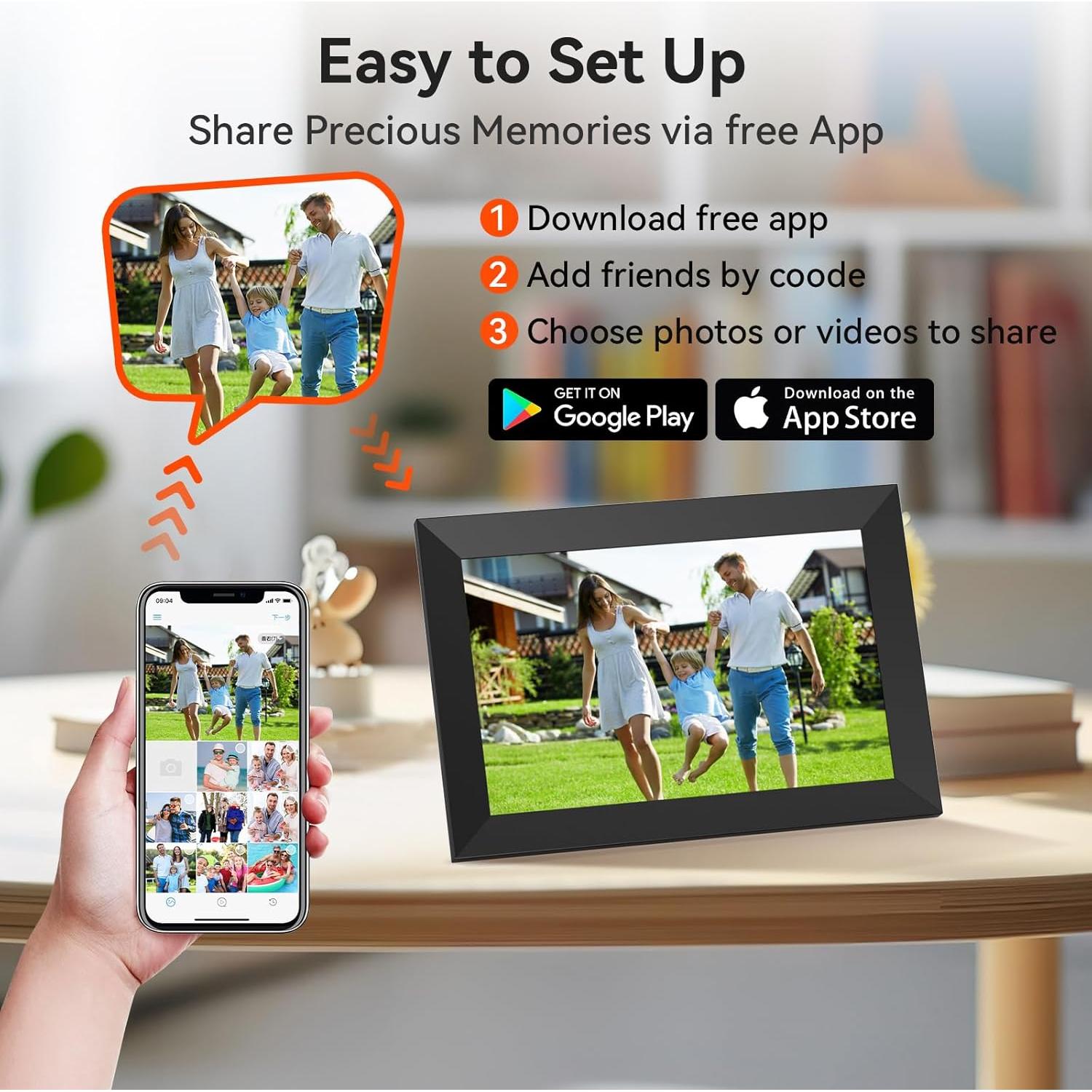 Marco de Fotos Digital 10.1" WiFi APOFIAL HD 1280x800