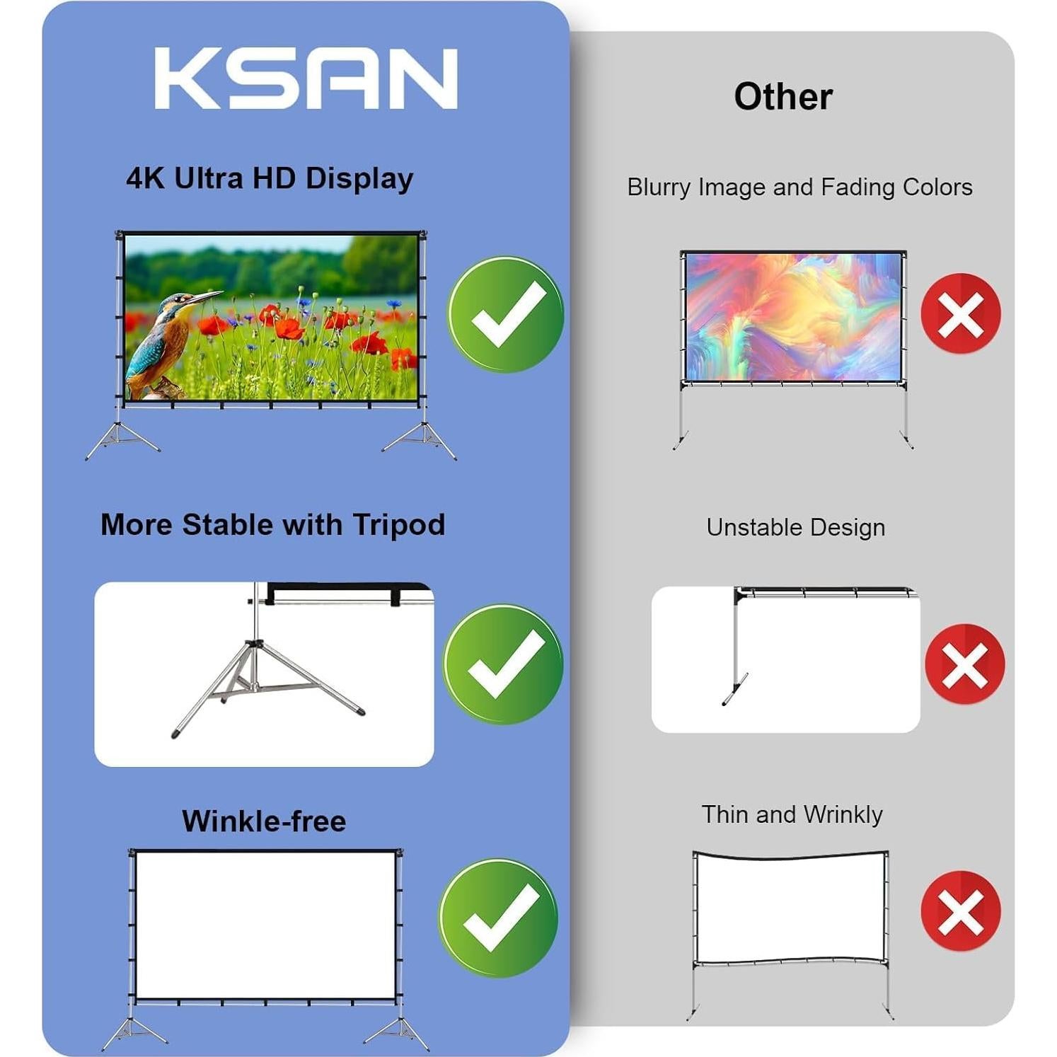 Pantalla de Proyector Portátil KSAN 120" con Soporte Plegable