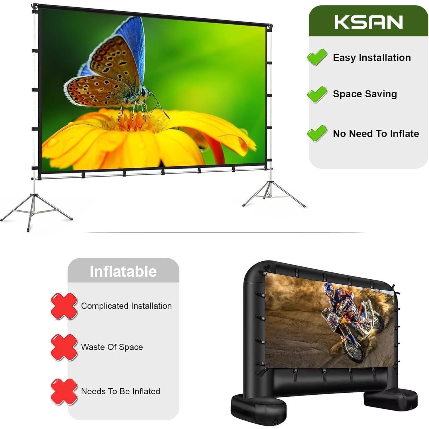 Pantalla de Proyector Portátil KSAN 120" con Soporte Plegable