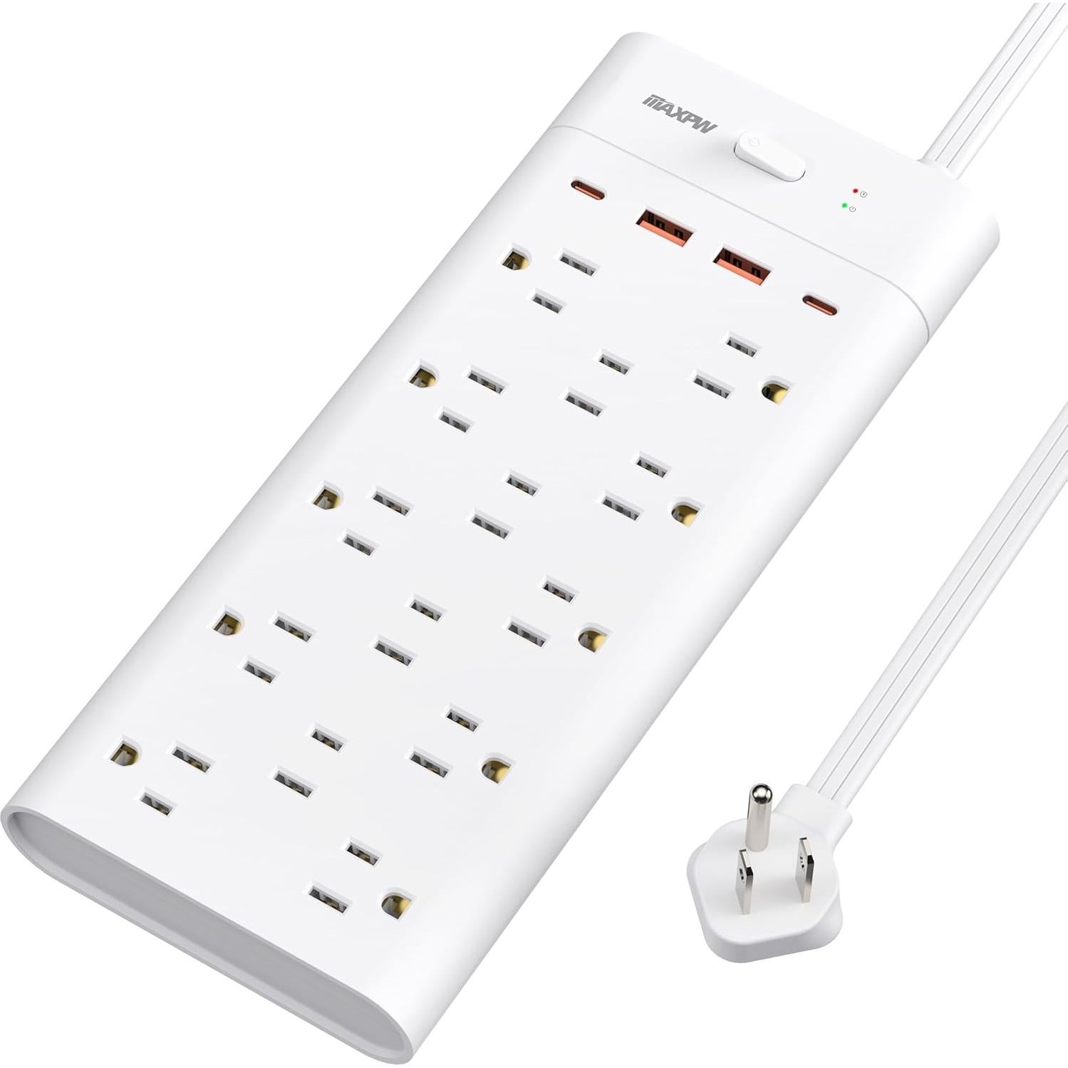 Regleta de Enchufes Maxpw 6 pies 14 Salidas 4 USB Blanco