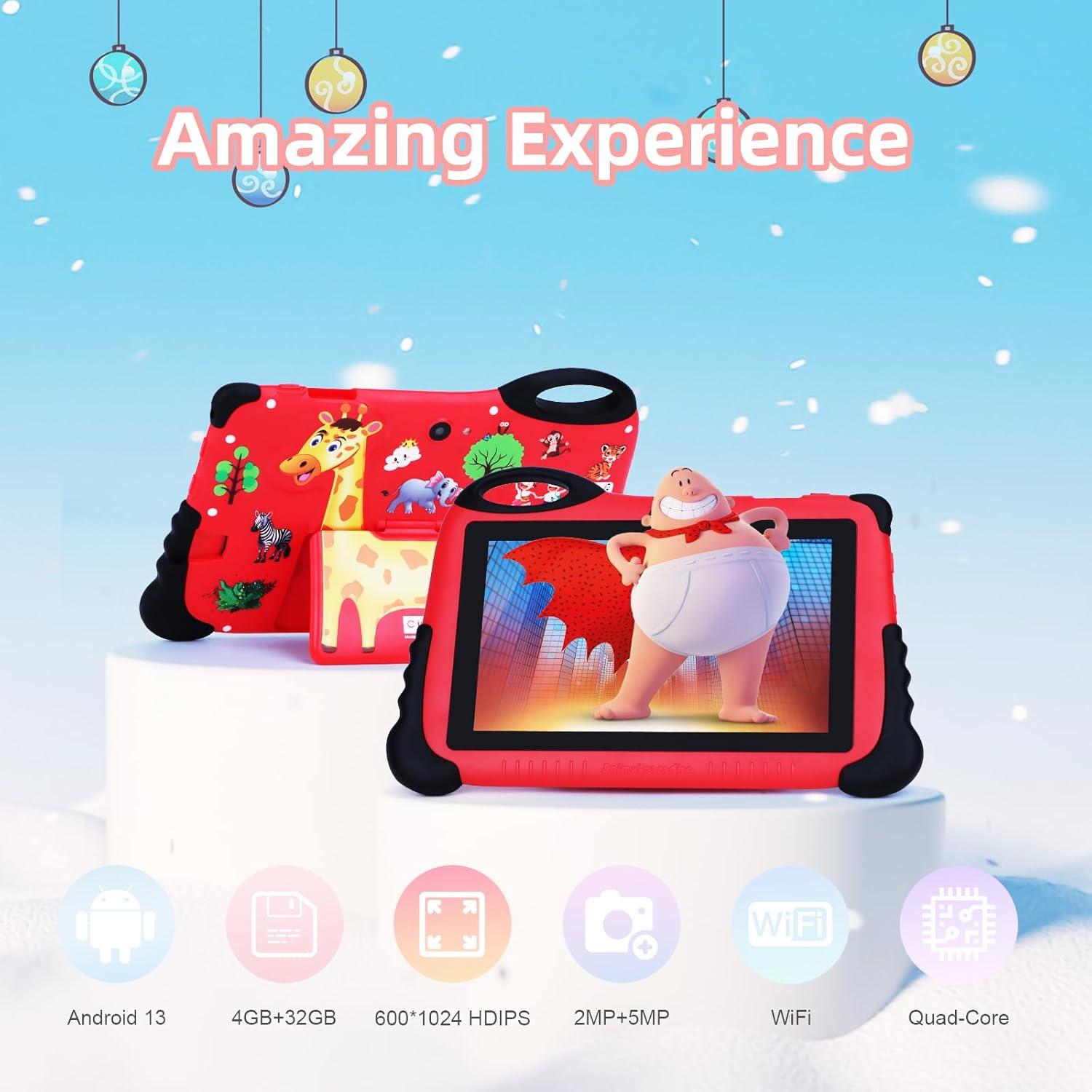 Tableta para Niños C idea CM93 7" Android 13 4GB 32GB Rojo