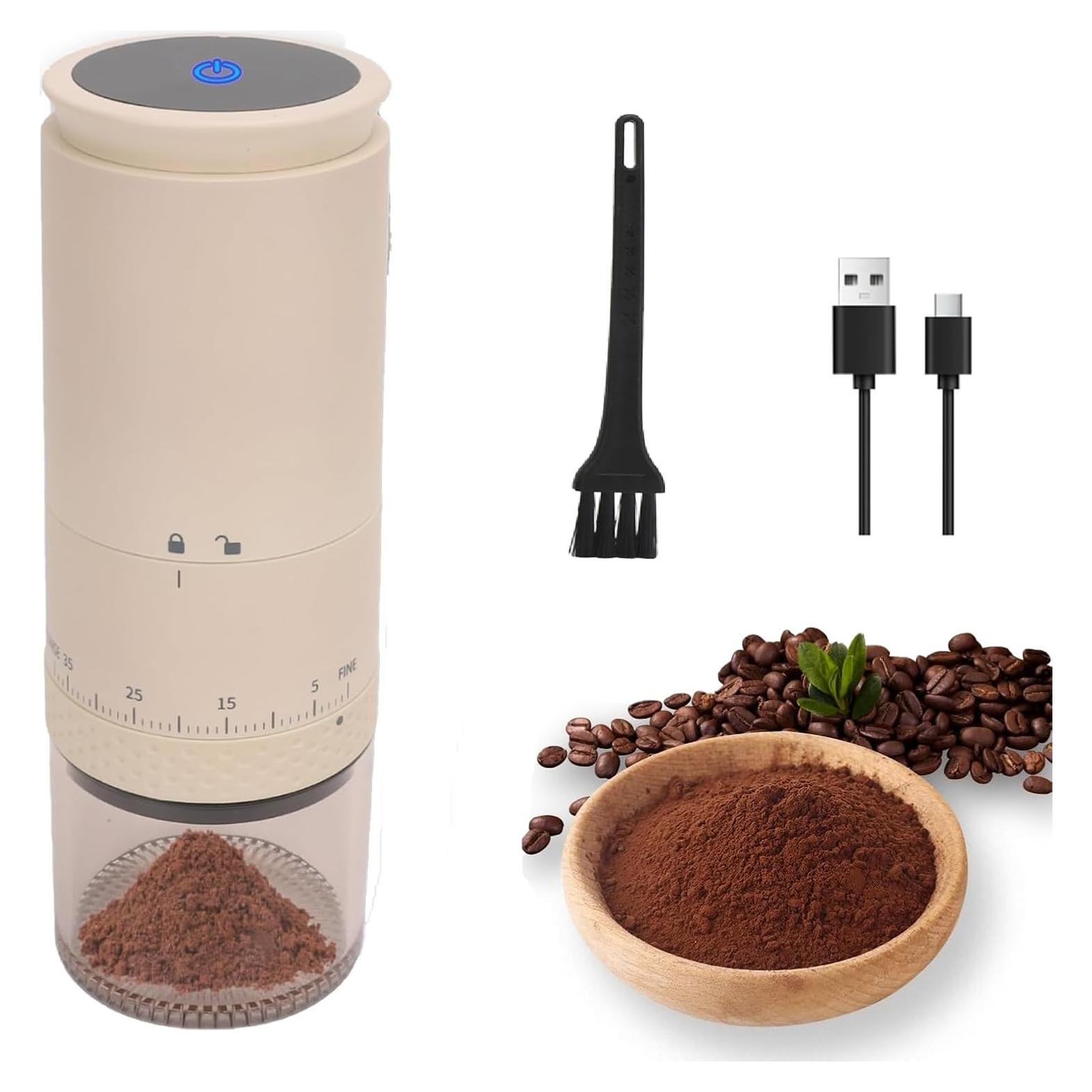 Molino de café portátil VINGVO eléctrico 38 configuraciones USB