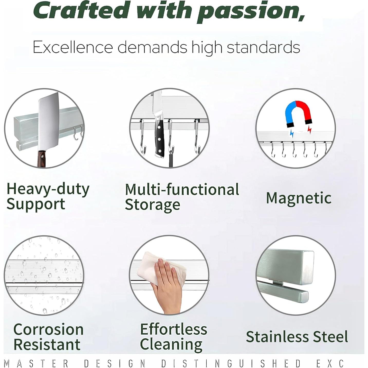 Soporte Magnético para Cuchillos YIIYIIN 30.48 cm Acero Inoxidable