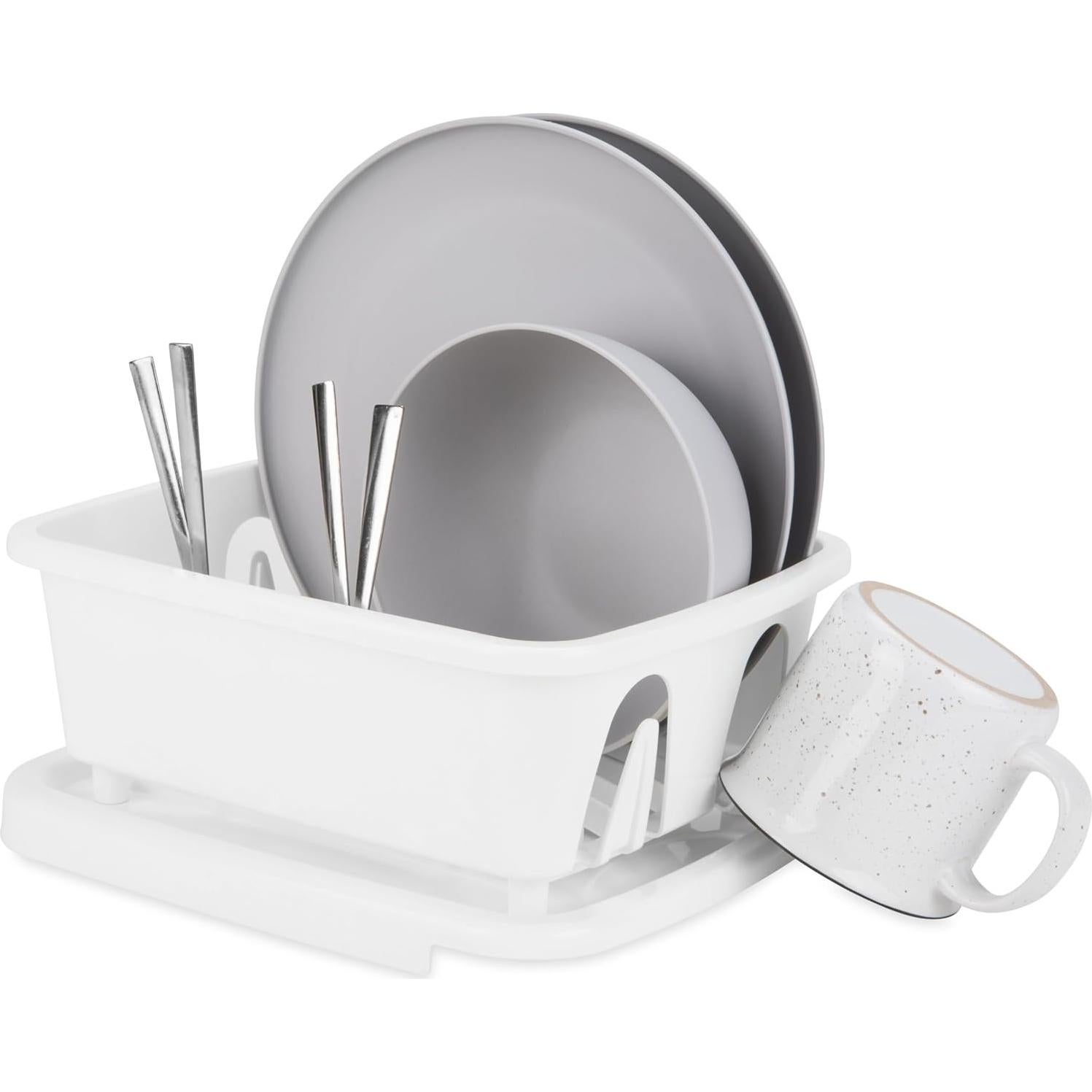Escurridor de Platos Camco RV Mini con Bandeja Drenaje Blanco